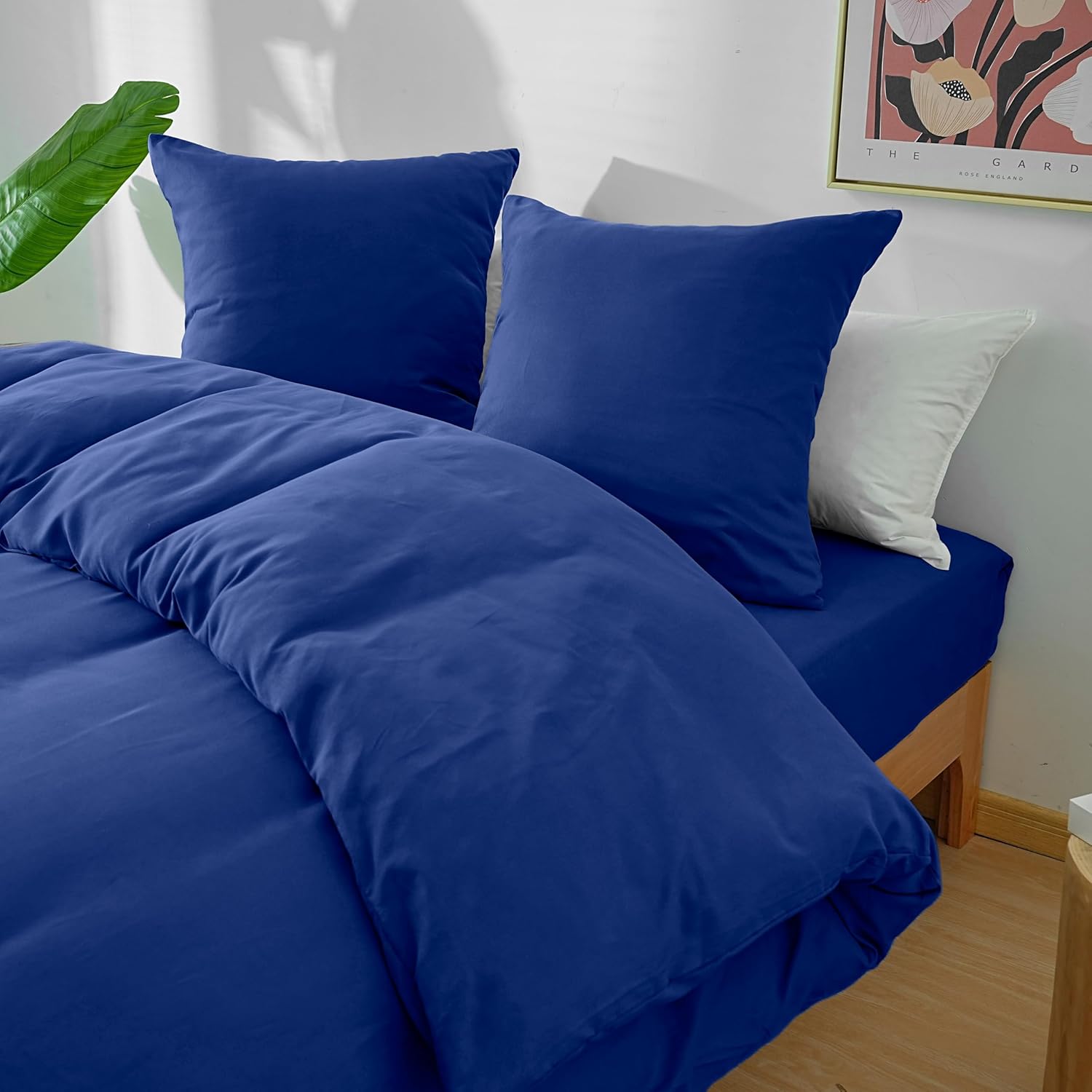 AYSW 4-Piece Bedding Set Duvet Cover 200x200cm + Fitted Sheet 160x200cm 30cm Pocket + 2 Pillowcases 65x65cm 2 Person Duvet Cover Set Light Blue 80 Threads/cm² Microfiber 5