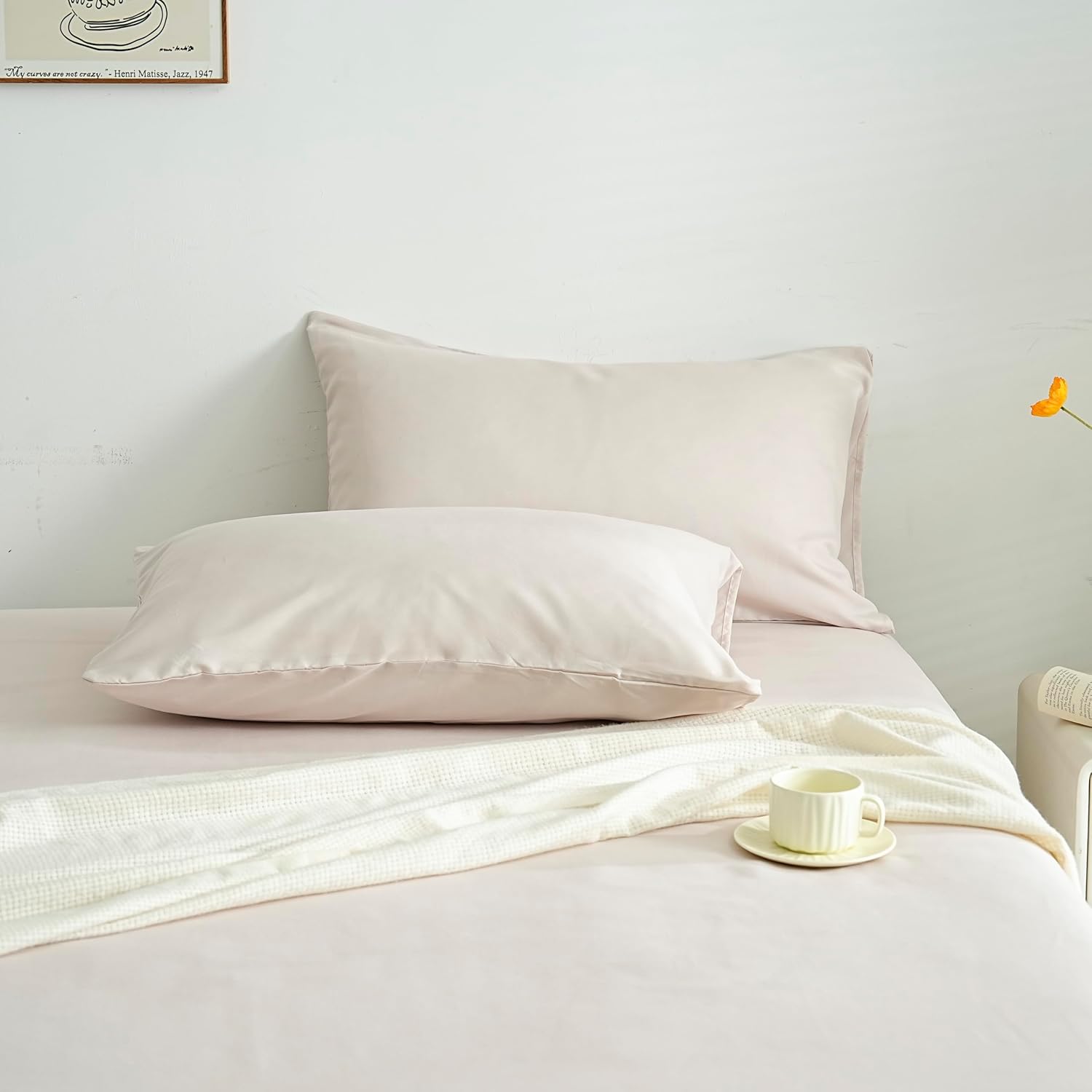 Set of 2 Lightweight Pillowcase 50x70 cm in Microfiber 80 Threads/cm² with Envelope Closure Pillowcase Pillow Protector Cushion Cover Soft and Washable 2