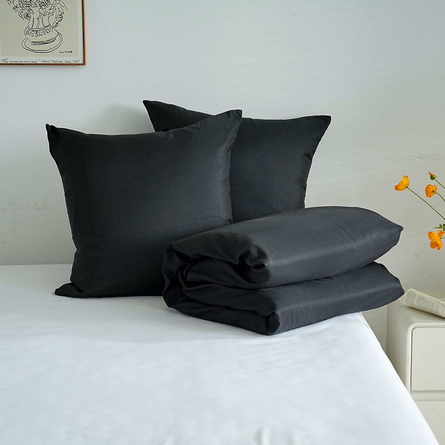 Lightweight Duvet Cover Sets 200x200 cm Zipper 3 Pieces Microfiber 80 Threads/cm² + 2 Pillowcases 65x65 cm Adult 2 Person Bedding Set Soft Bedding Set 9