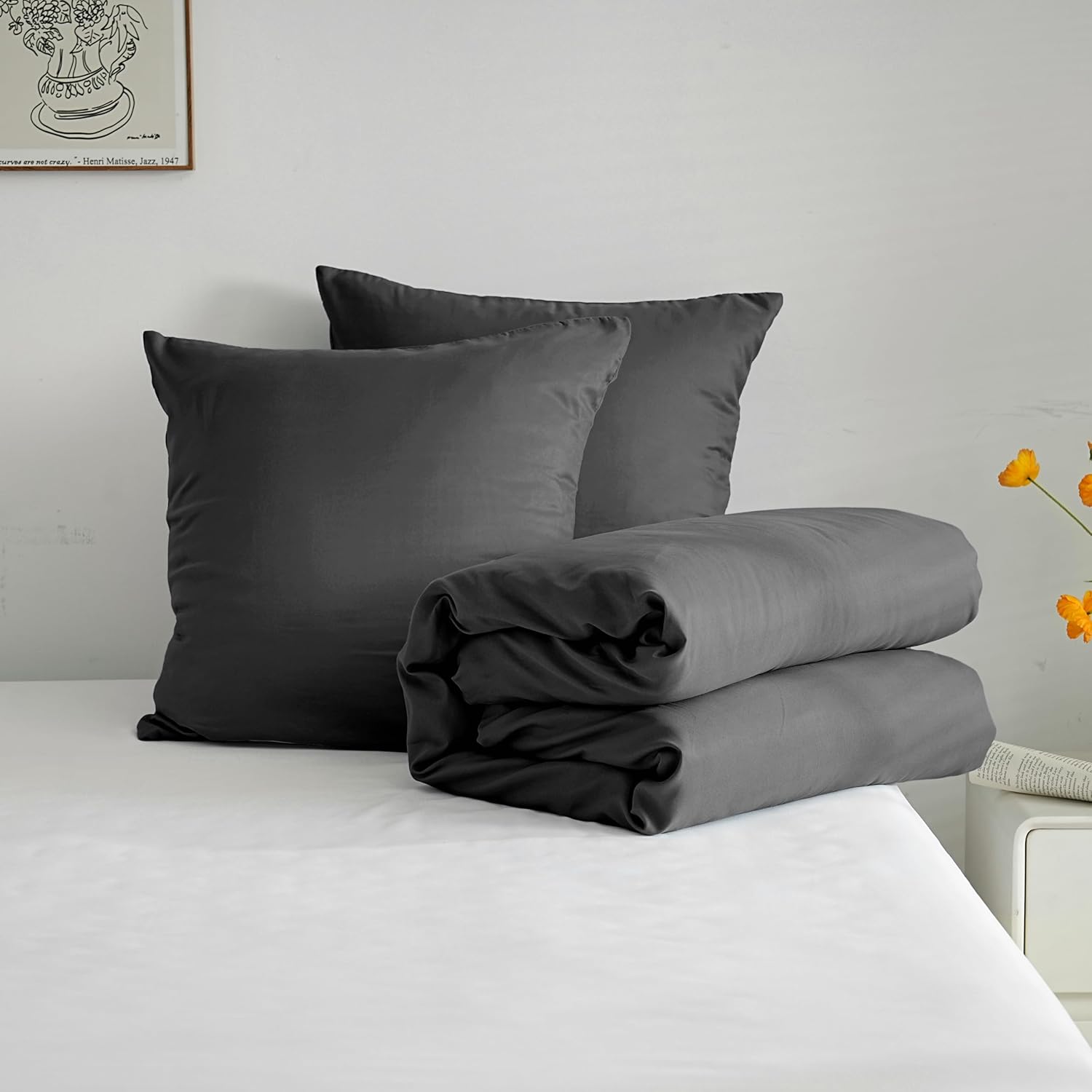Lightweight Duvet Cover Sets 140x200 cm Zipper 2 Pieces Microfiber 80 Threads/cm² + 1 Pillowcase 65x65 cm Adult Single Bedding Set Soft Bedding Set 9