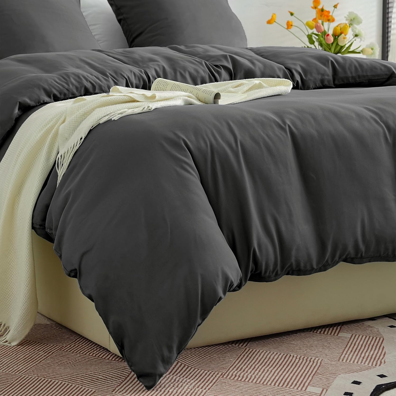 Lightweight Duvet Cover Sets 140x200 cm Zipper 2 Pieces Microfiber 80 Threads/cm² + 1 Pillowcase 65x65 cm Adult Single Bedding Set Soft Bedding Set 5