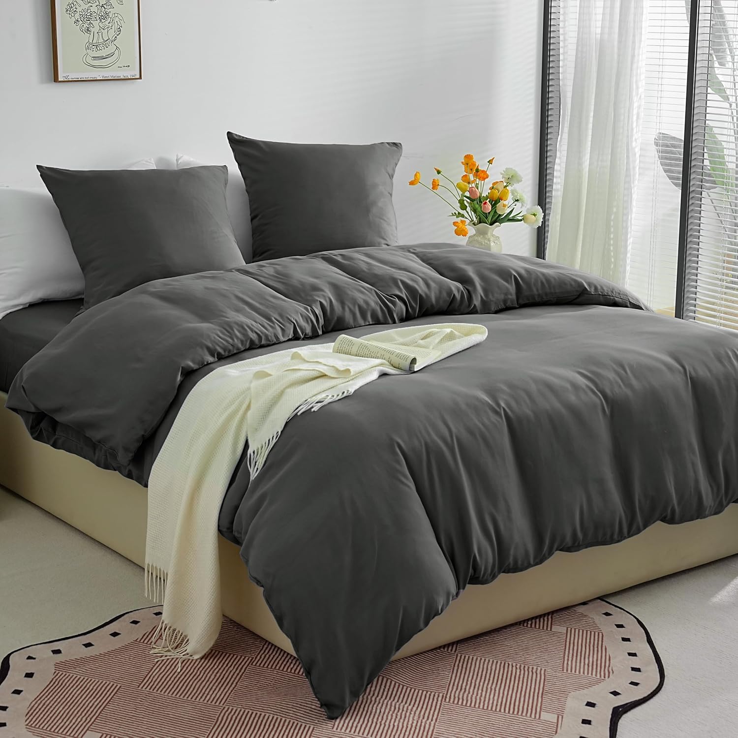 Lightweight Duvet Cover Sets 140x200 cm Zipper 2 Pieces Microfiber 80 Threads/cm² + 1 Pillowcase 65x65 cm Adult Single Bedding Set Soft Bedding Set 2