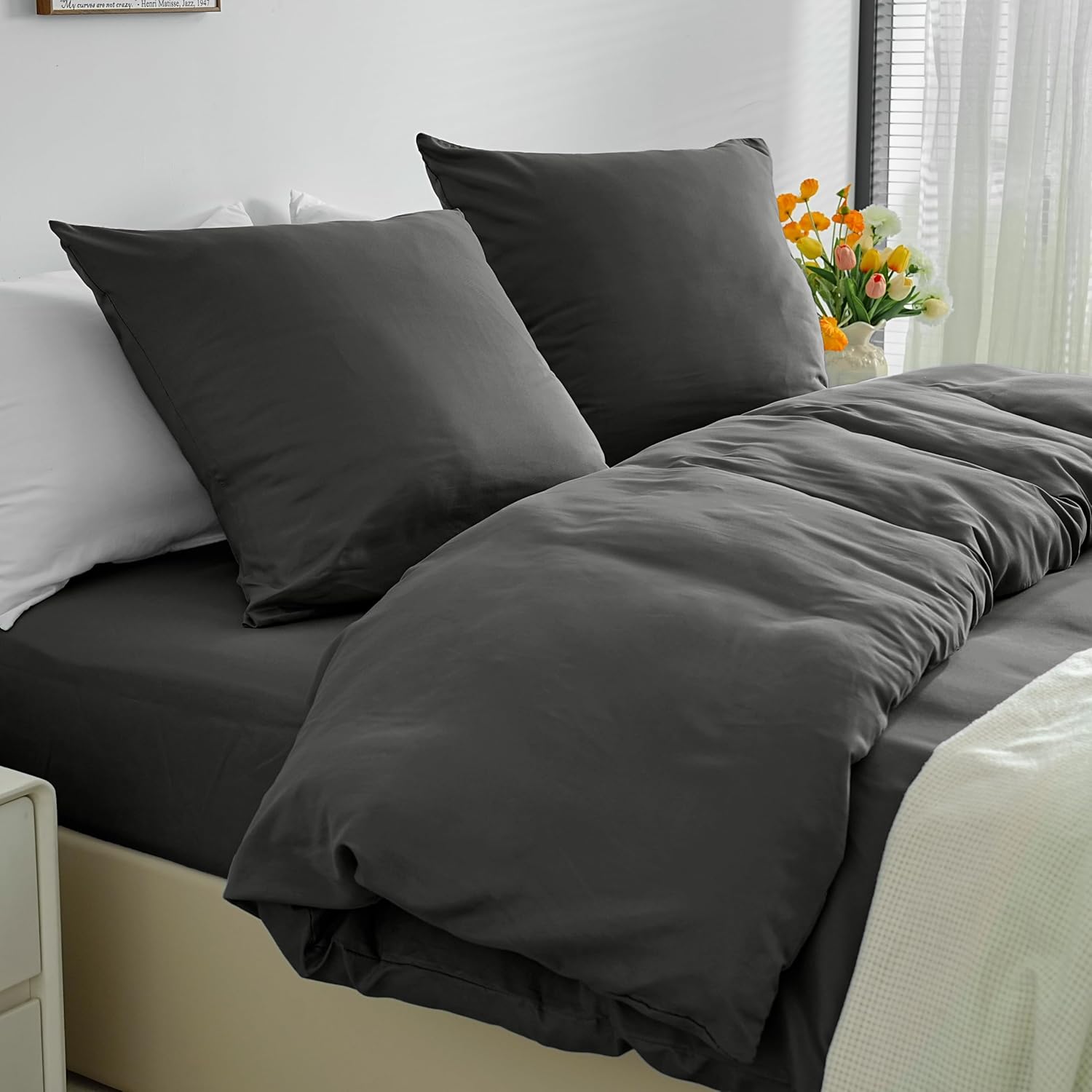 Lightweight Duvet Cover Sets 140x200 cm Zipper 2 Pieces Microfiber 80 Threads/cm² + 1 Pillowcase 65x65 cm Adult Single Bedding Set Soft Bedding Set 8