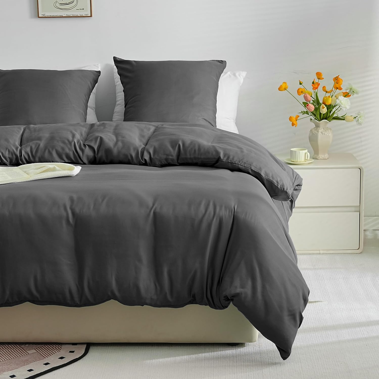 Lightweight Duvet Cover Sets 140x200 cm Zipper 2 Pieces Microfiber 80 Threads/cm² + 1 Pillowcase 65x65 cm Adult Single Bedding Set Soft Bedding Set 7
