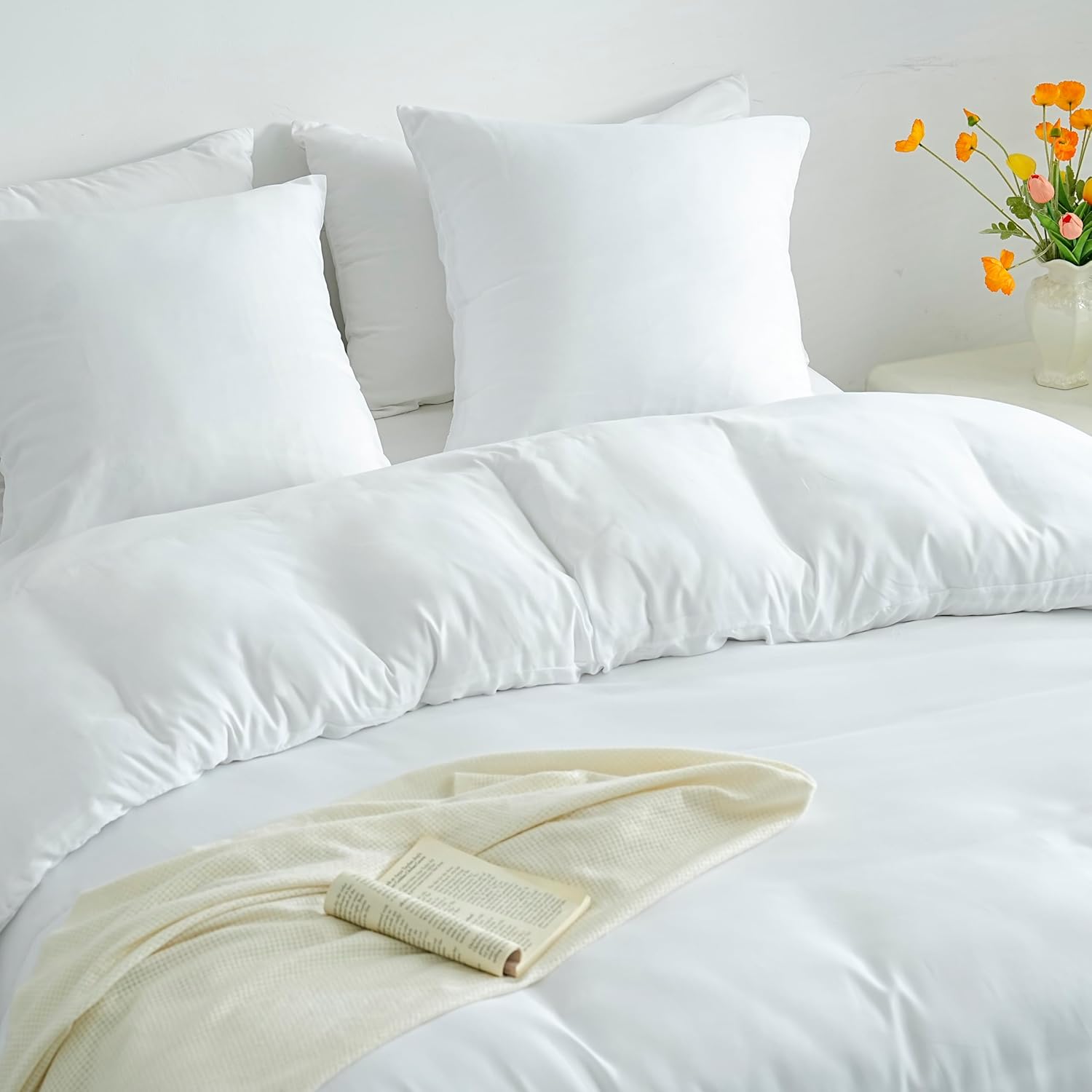 Sets de Housses de Couettes Légère 240x260 cm Fermeture Éclair 3 Pièces Microfibre 80 Fils/cm² + 2 Taies d'oreiller 65x65 cm Parure de Lit Adulte 2 Personne Ensemble Literie Douce 9