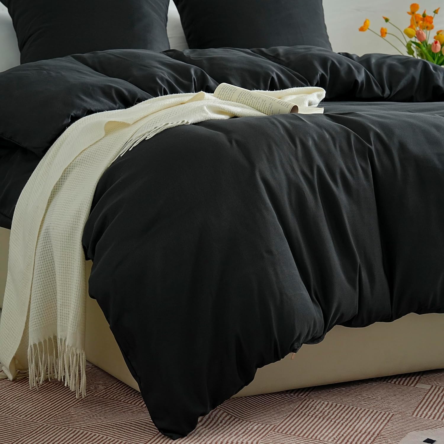 Lightweight Duvet Cover Sets 140x200 cm Zipper 2 Pieces Microfiber 80 Thread/cm² + 1 Pillowcase 65x65 cm Adult Single Bedding Set Soft Bedding Set 5