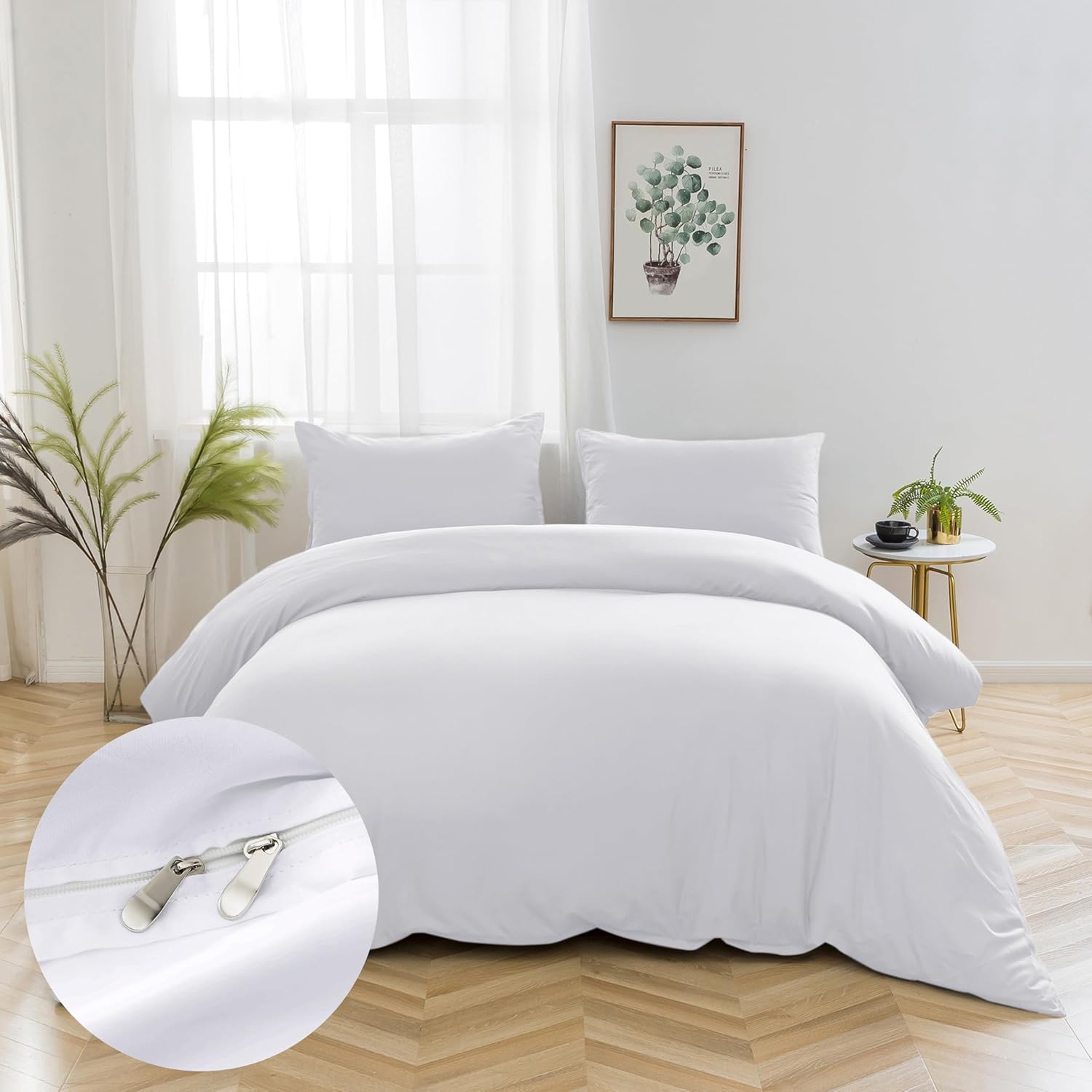 Lightweight Duvet Cover Sets 140x200 cm Zipper 2 Pieces Microfiber 80 Threads/cm² + 1 Pillowcase 65x65 cm Adult Single Bedding Set Soft Bedding Set 10