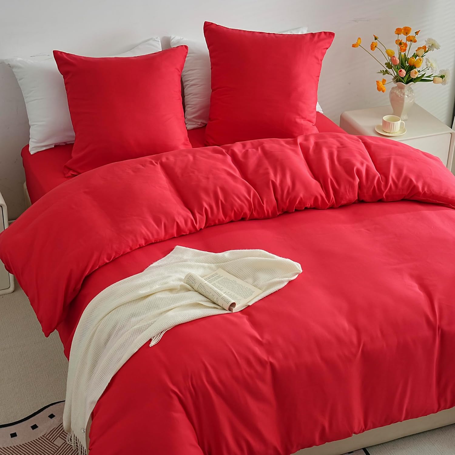 Sets aus Leichten Bettbezug-Bezüge 140x200 cm Reißverschluss 2 Stück Mikrofaser 80 Fäden/cm² + 1 Kissenbezug 65x65 cm Bettwäsche für Erwachsene 1 Person Bettwäsche-Set Weich 5