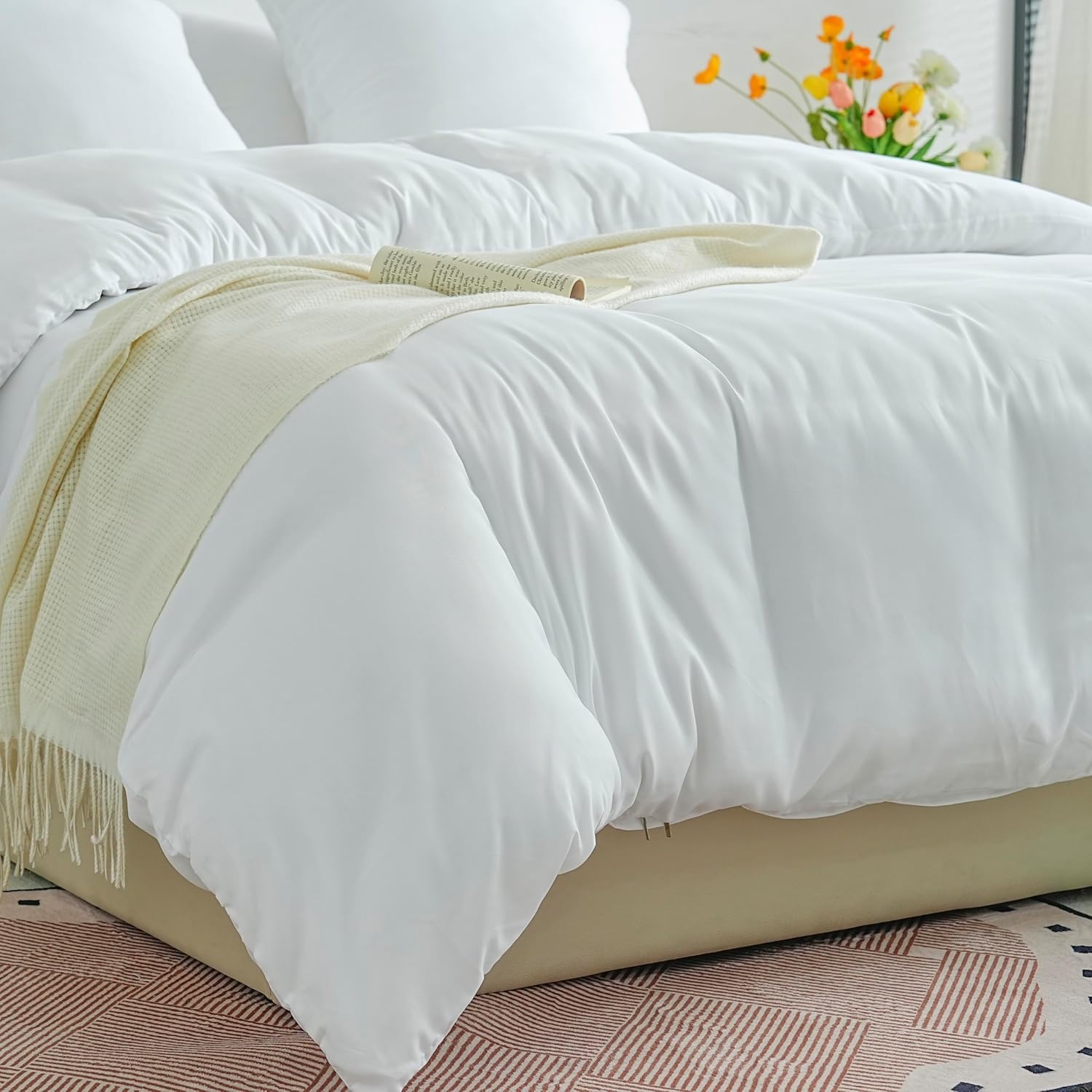 Lightweight Duvet Cover Sets 200x200 cm Zipper 3 Pieces Microfiber 80 Threads/cm² + 2 Pillowcases 65x65 cm Adult 2 Person Bedding Set Soft Bedding Set 8