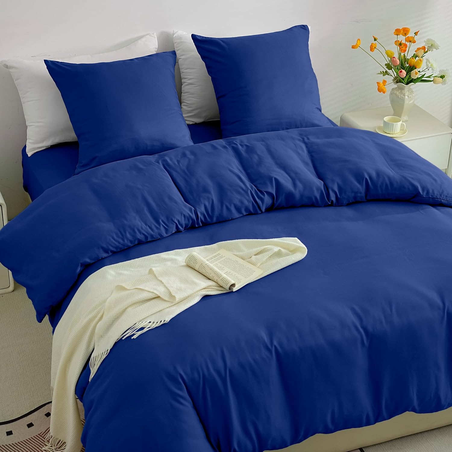 Sets aus Leichten Bettbezug-Sets 220x240 cm Reißverschluss 3-teilig Mikrofaser 80 Fäden/cm² + 2 Kissenbezüge 65x65 cm Bettwäsche für Erwachsene 2 Personen Bettwäsche-Set Weich 4