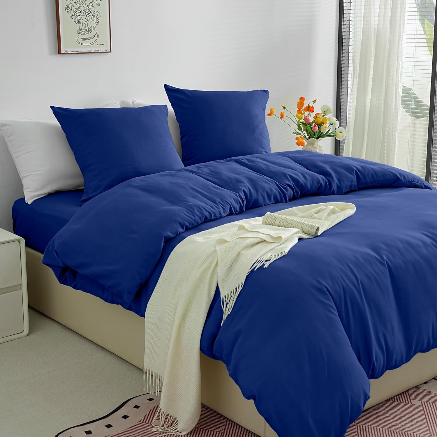 Sets aus Leichten Bettbezug-Sets 220x240 cm Reißverschluss 3-teilig Mikrofaser 80 Fäden/cm² + 2 Kissenbezüge 65x65 cm Bettwäsche für Erwachsene 2 Personen Bettwäsche-Set Weich 3