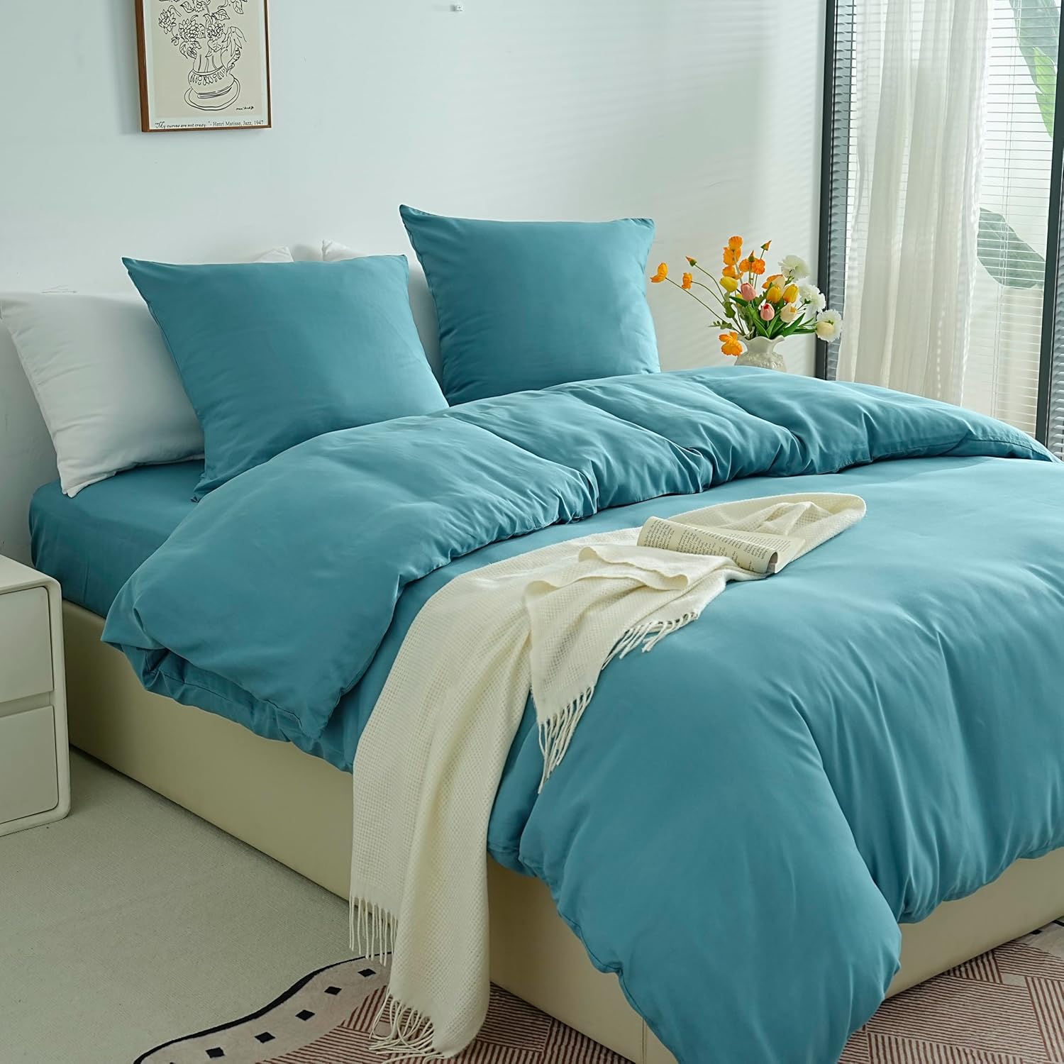 Sets aus Leichte Bettbezug 140x200 cm Reißverschluss 2 Teile Mikrofaser 80 Fäden/cm² + 1 Kissenbezug 65x65 cm Bettwäsche für Erwachsene 1 Person Bettwäsche-Set Weich 7