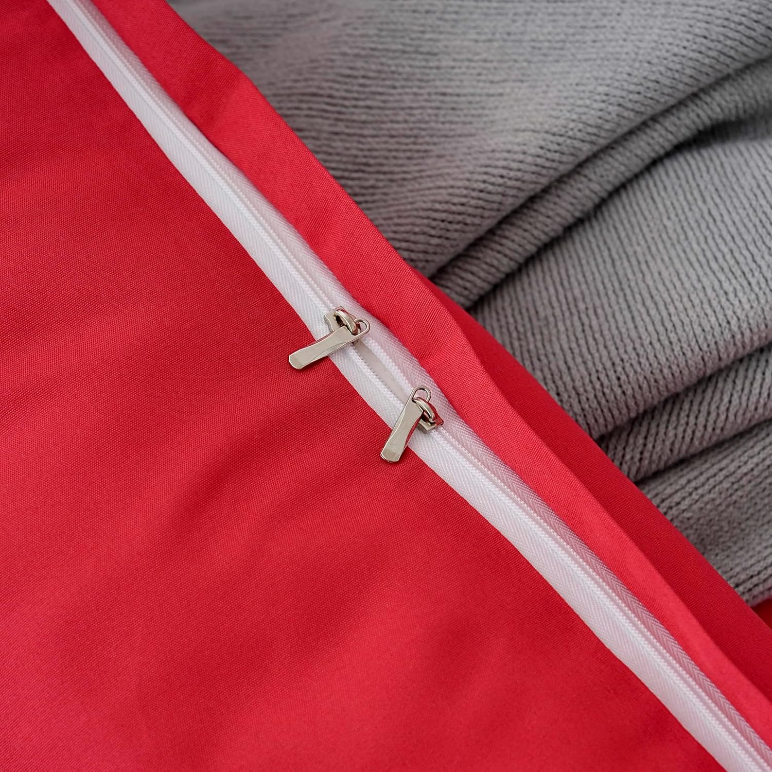 AYSW 4-Piece Bedding Set Duvet Cover 220x240cm + Fitted Sheet 140x190cm 30cm Pocket + 2 Pillowcases 65x65cm 2 Person Duvet Cover Set Light Red 80 Threads/cm² Microfiber 6