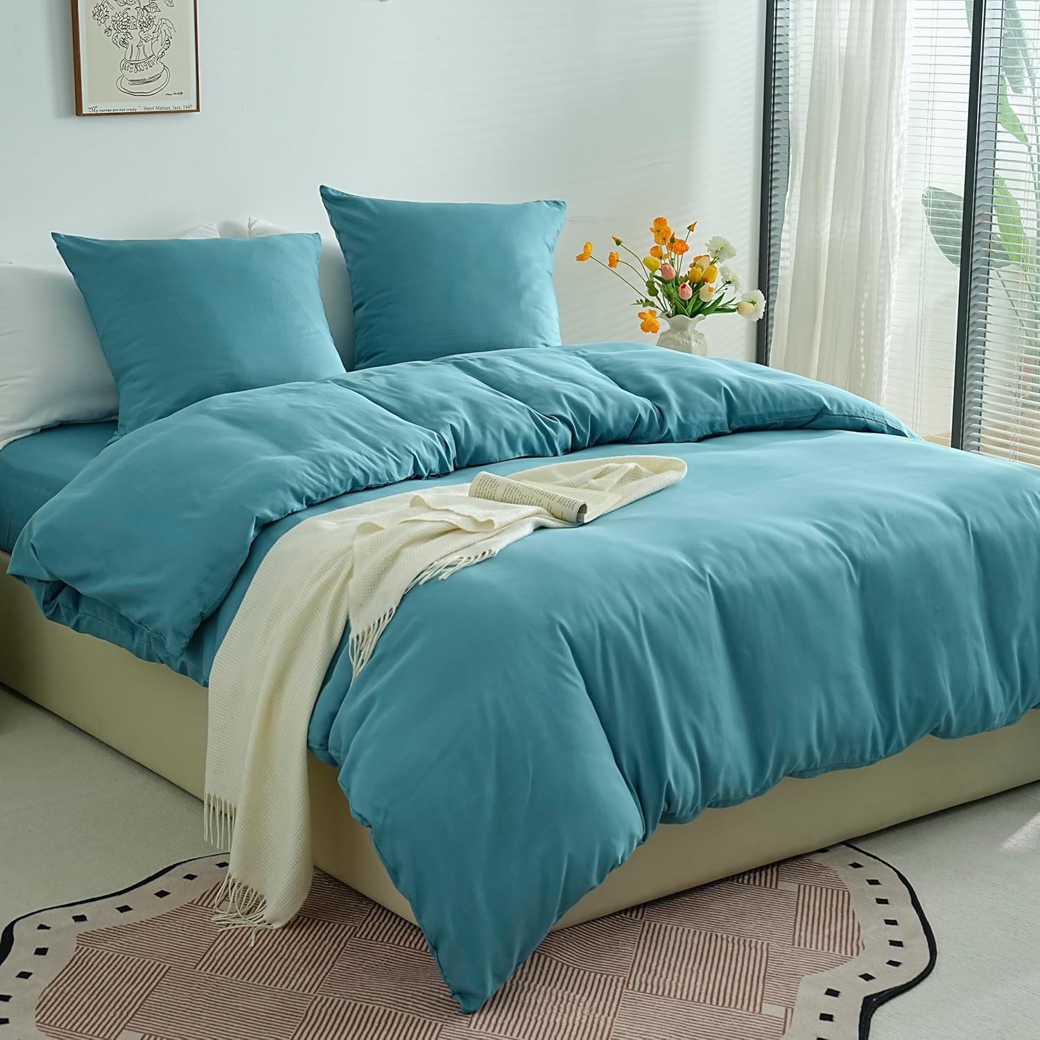 Lightweight Duvet Cover Sets 220x240 cm Zipper 3 Pieces Microfiber 80 Threads/cm² + 2 Pillowcases 65x65 cm Adult 2 Person Bedding Set Soft Bedding Set 2