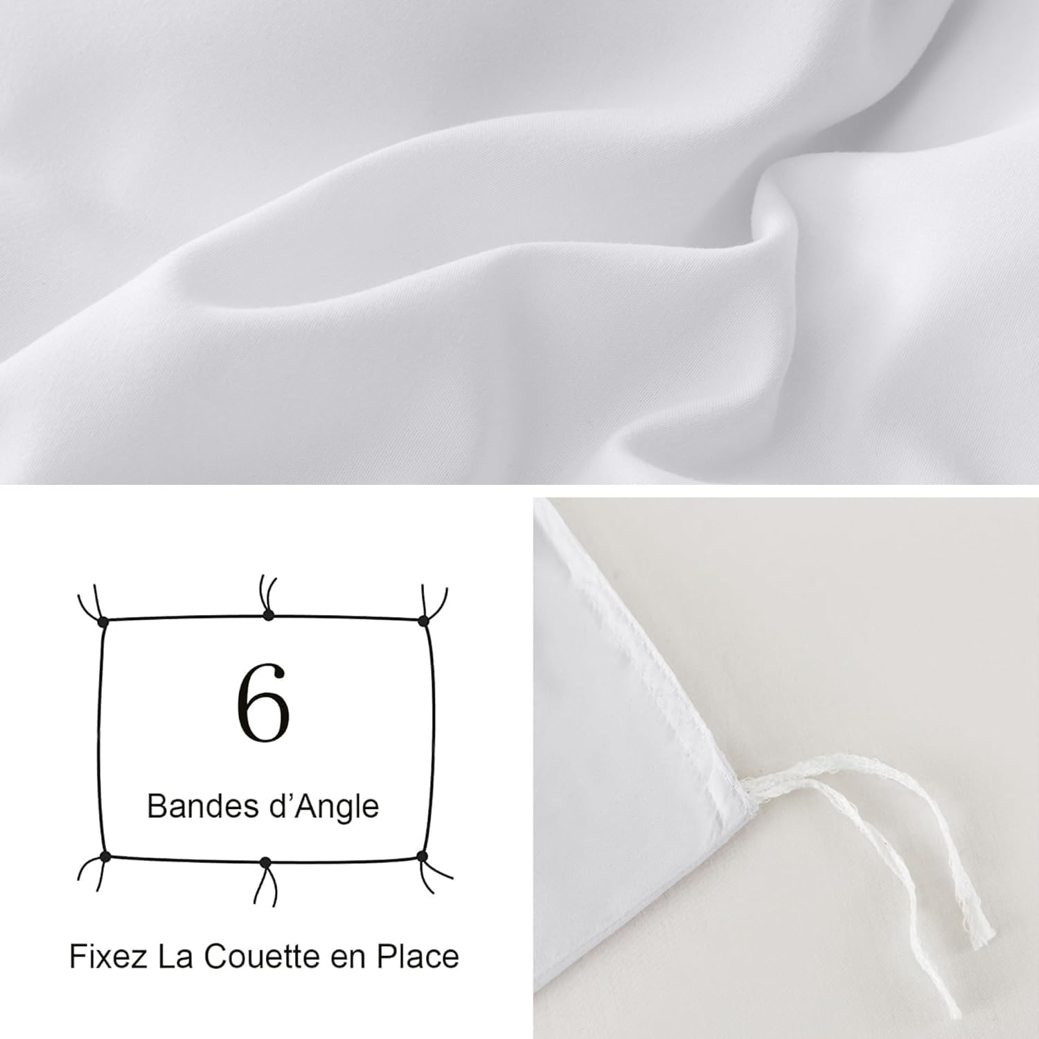 16 Colors Sets of Duvet Covers 240x260 cm Double Zipper 3 Pieces Brushed Microfiber 100 Thread/cm² + 2 Pillowcases 65x65 cm White Adult Bedding Set 2 Person 4