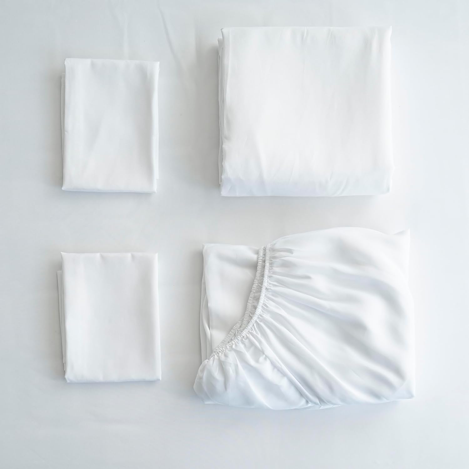 AYSW 4 Piece Adult Bedding Set Duvet Cover 220x240cm+Fitted Sheet 140x200+2 Pillowcases 65x65cm White Normal 80 Thread/cm² Duvet Cover 2 Person with Zipper 8