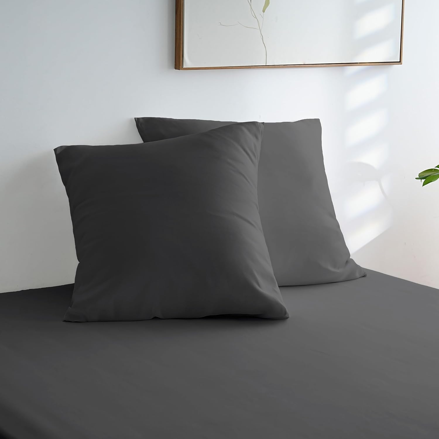 AYSW 4 Piece Adult Bedding Set Duvet Cover 240x260cm+Fitted Sheet 180x200+2 Pillowcases 65x65cm Dark Grey Normal 80 Threads/cm² Duvet Cover 2 Person with Zipper 6