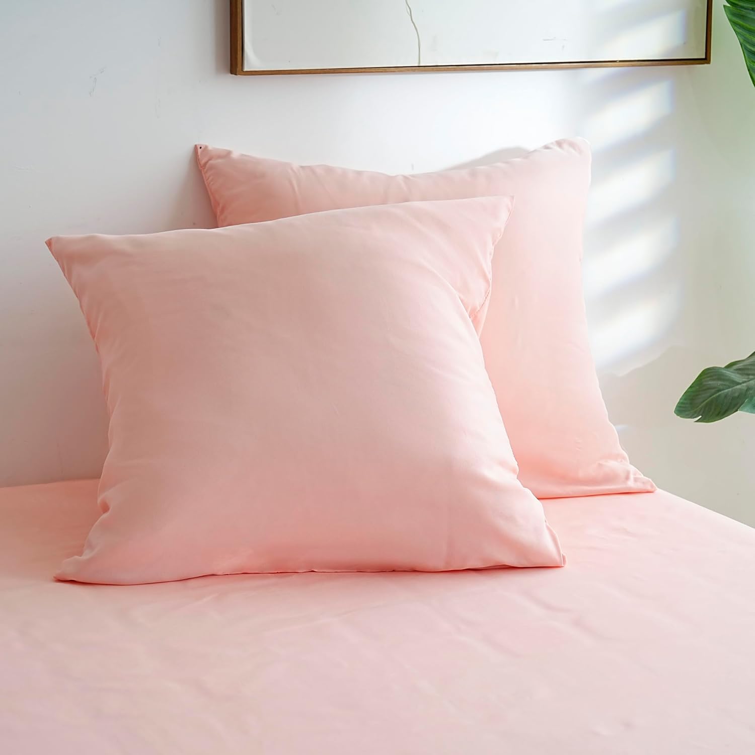 AYSW 4-teiliges Bettwäsche-Set für Erwachsene Bettbezug 200x200cm+Spannbettlaken 160x200+2 Kissenbezüge 65x65cm Rosa Normal 80 Fäden/cm² Bettbezug für 2 Personen mit Reißverschluss 6