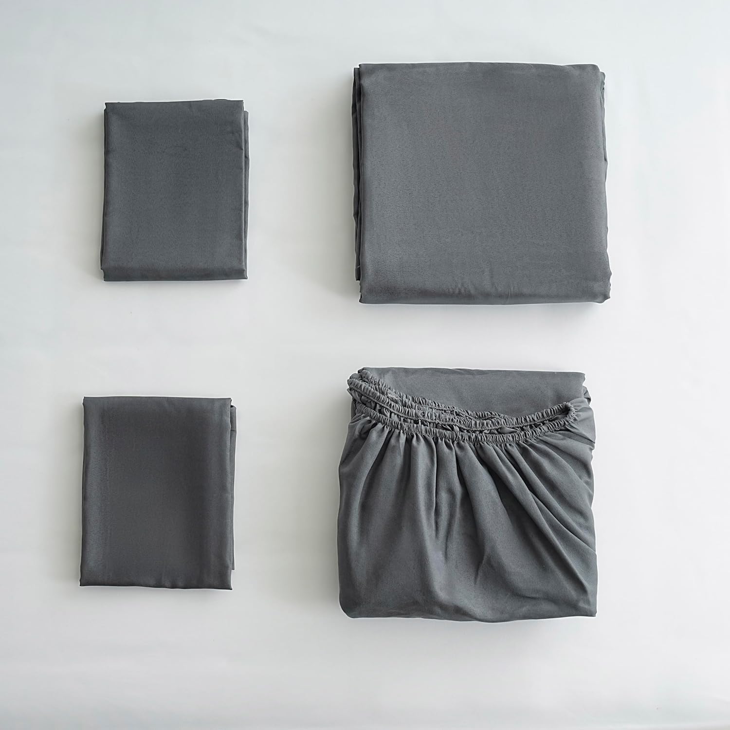 AYSW 4 Pièces Parure de Lit Adulte Housse de Couette 220x240cm+Drap Housse 160x200+2 Taies d'oreillers 65x65cm Gris Foncé Normal 80 Fils/cm² Housse de Couette 2 Personnes avec Fermeture Éclair 8