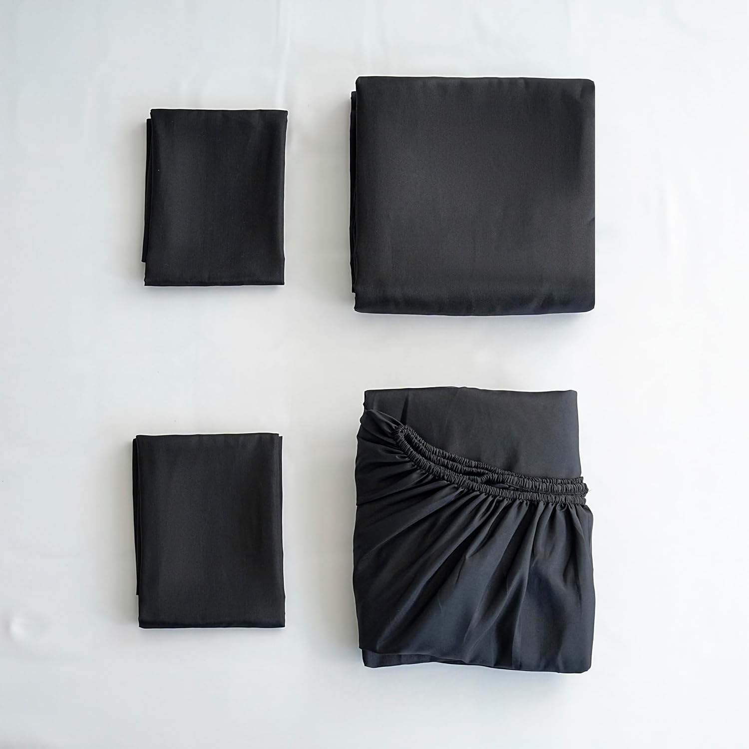 AYSW 4 Piece Adult Bedding Set Duvet Cover 200x200cm+Fitted Sheet 160x200+2 Pillowcases 65x65cm Black Normal 80 Thread/cm² Duvet Cover 2 Person with Zipper 7