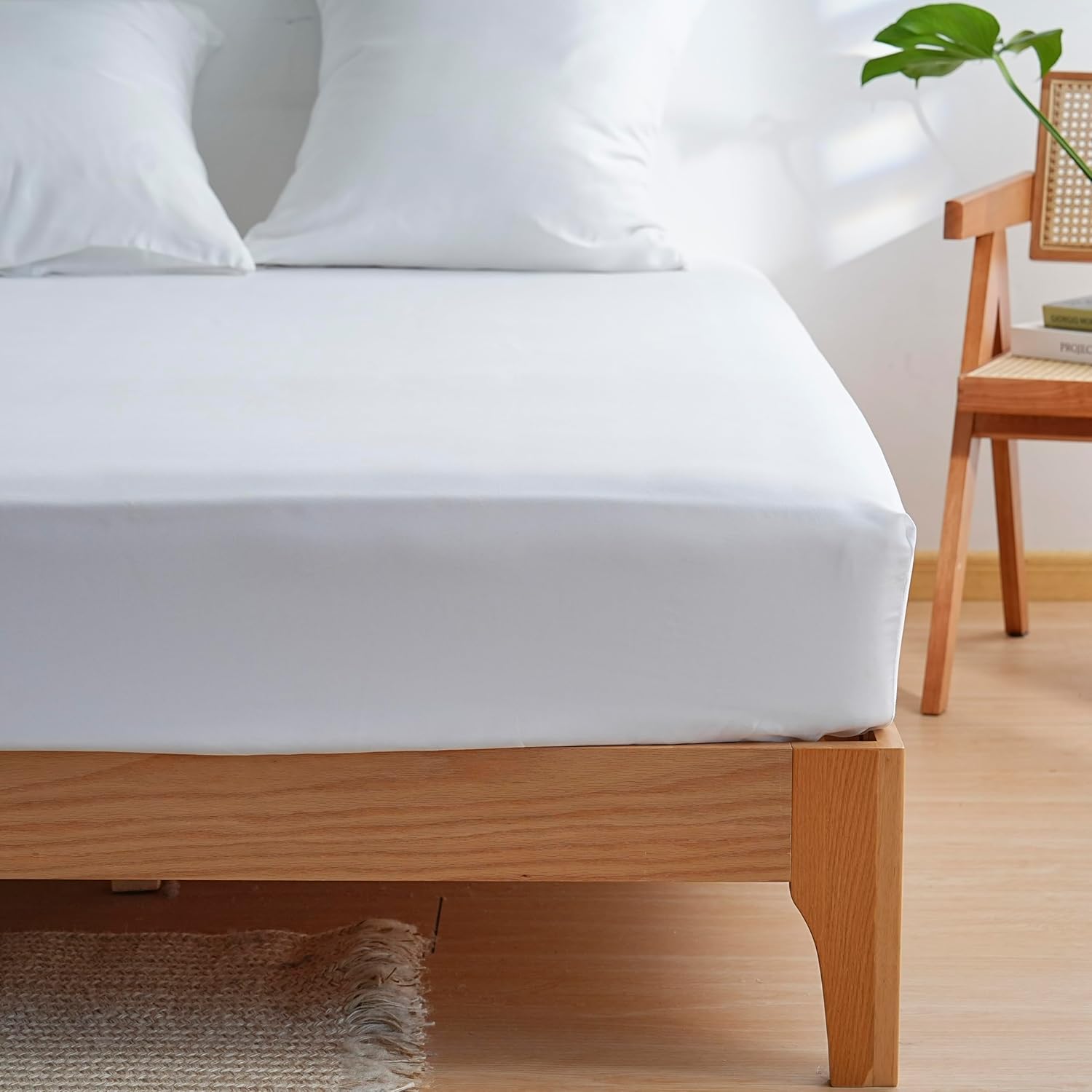 AYSW 4 Pièces Parure de Lit Adulte Housse de Couette 240x260cm+Drap Housse 160x200+2 Taies d'oreillers 65x65cm Blanc Normal 80 Fils/cm² Housse de Couette 2 Personnes avec Fermeture Éclair 5