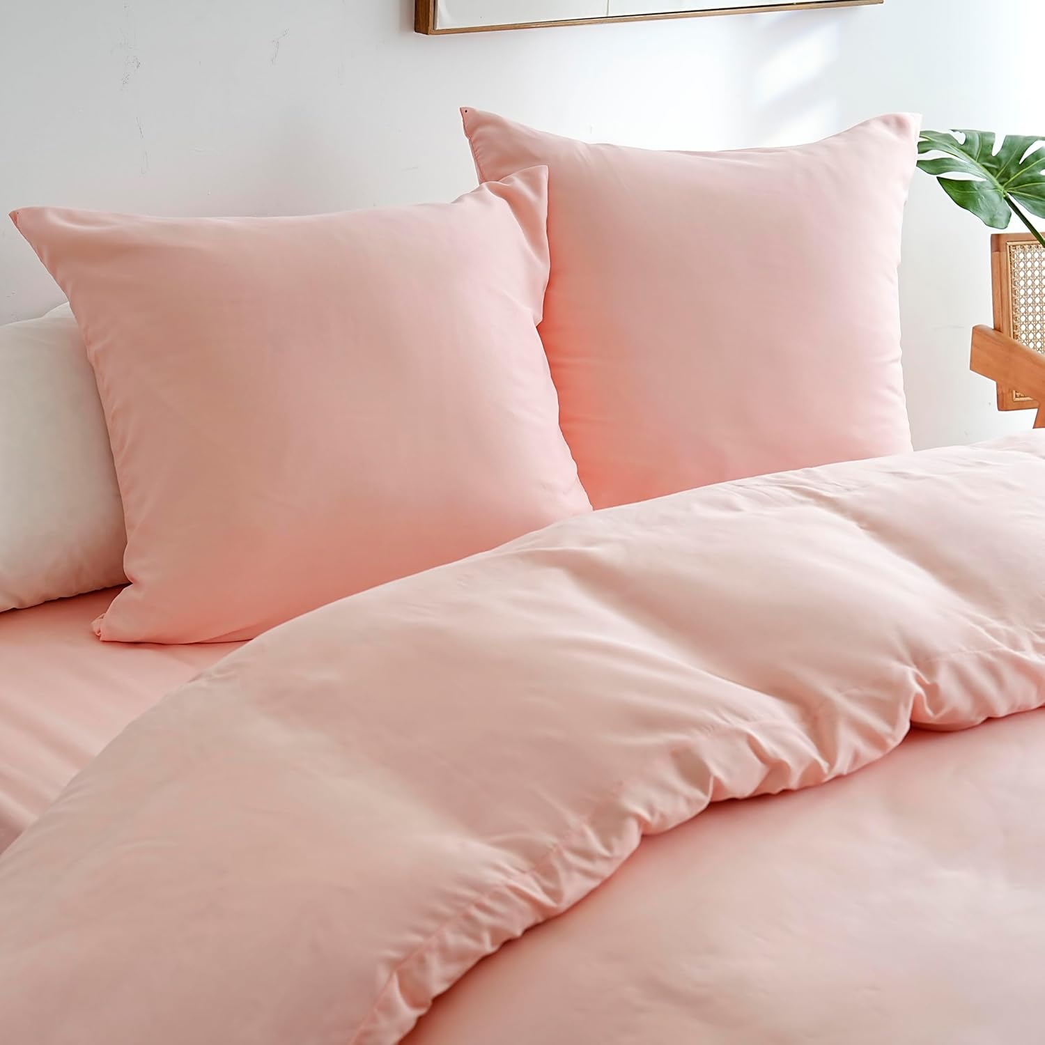AYSW Duvet Cover 220x240cm+2 Pillowcases 65x65cm Pink Standard Adult 2 Person Bedding Set 80 Threads/cm² in Microfiber Duvet Cover Set 3