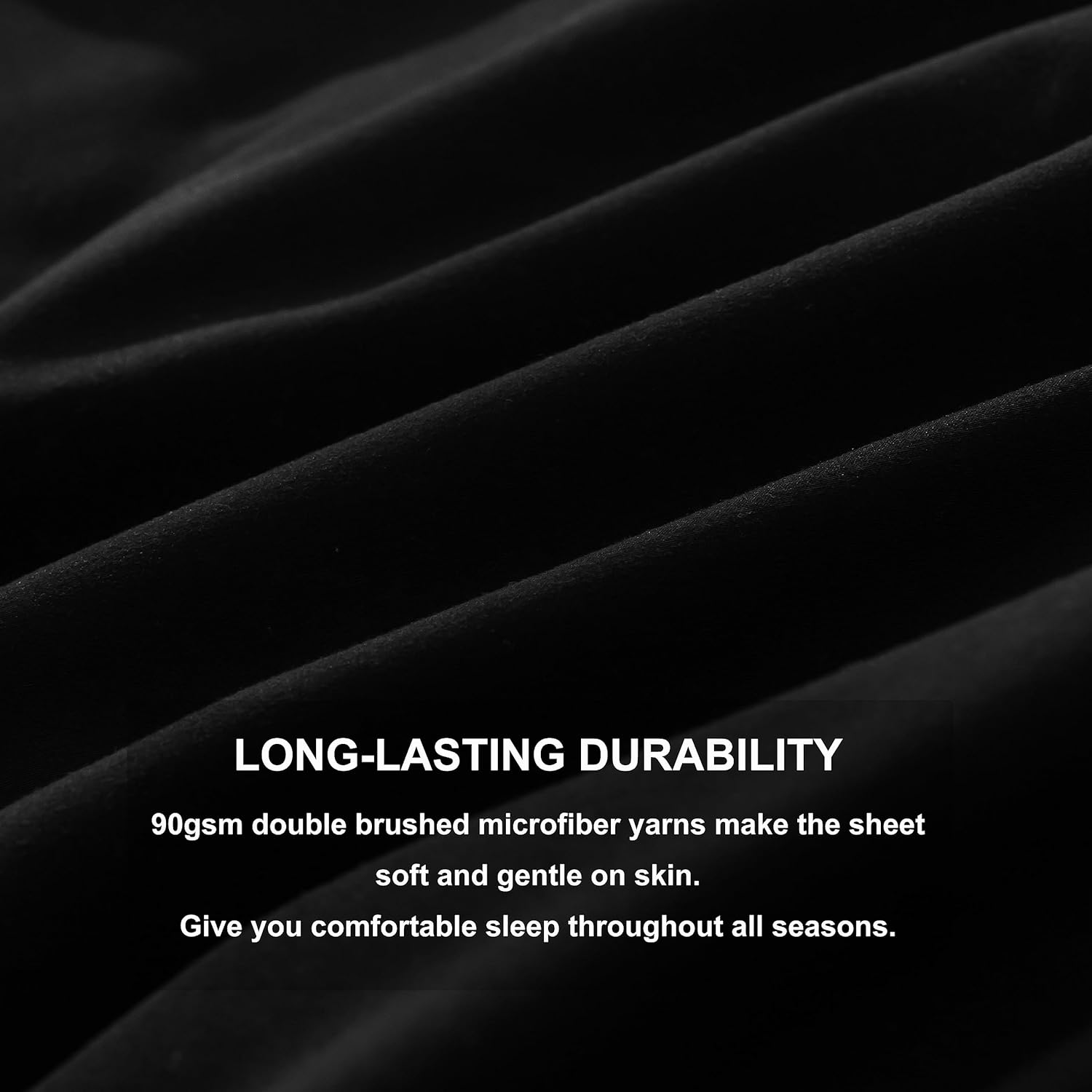 AYSW King Size Fitted Sheet Black with Extra Deep 16 inch 40 cm Pocket Bed Sheet Only Bedsheet Brushed Microfiber Bottom Sheet for King Bed 150x200 Black 4