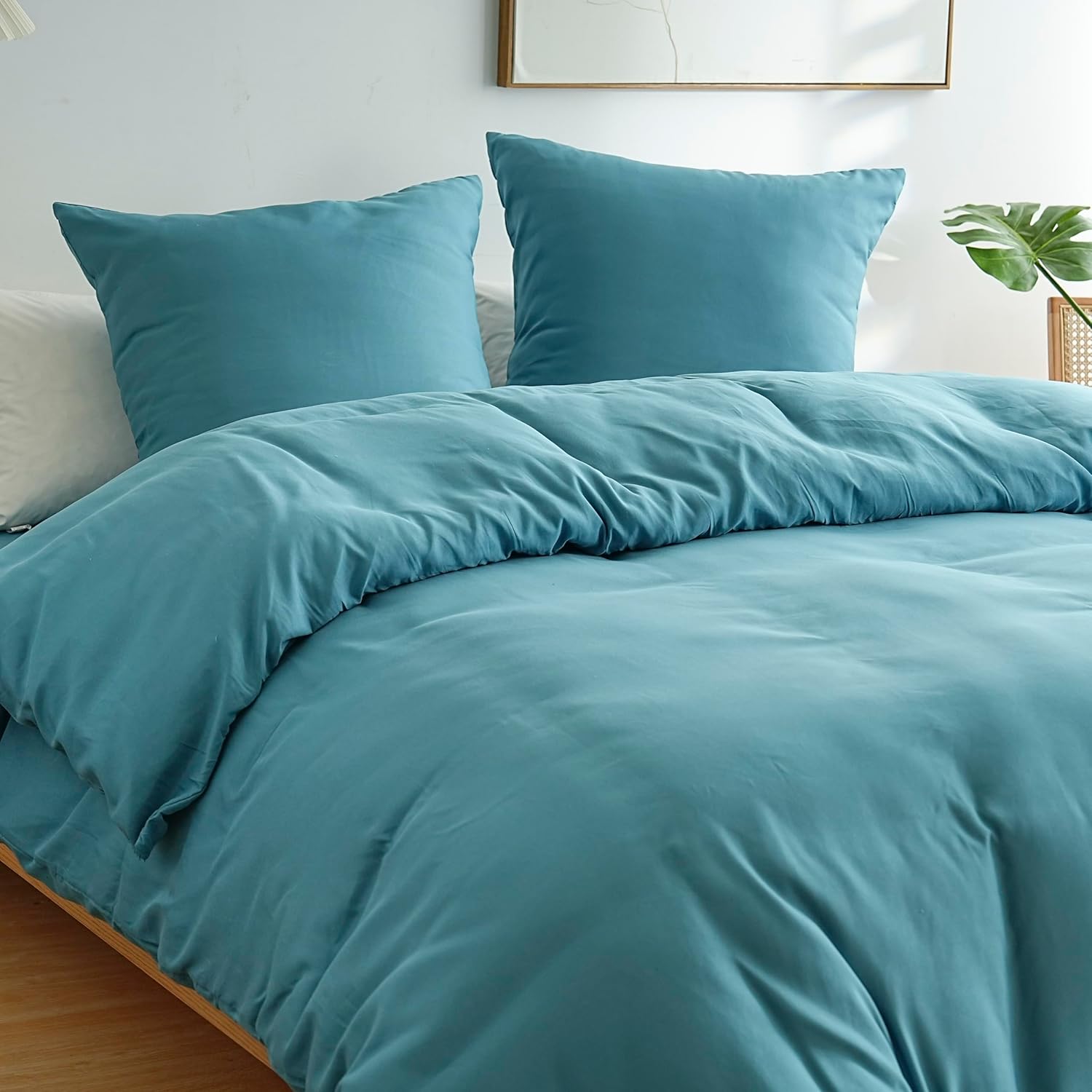 AYSW Housse de Couette 140x200cm+1 Taies d'oreillers 65x65cm Lac Bleu Normal Parure de Lit Adulte 1 Personnes 80 Fils/cm² en Microfibre Parure Housse Couette 2