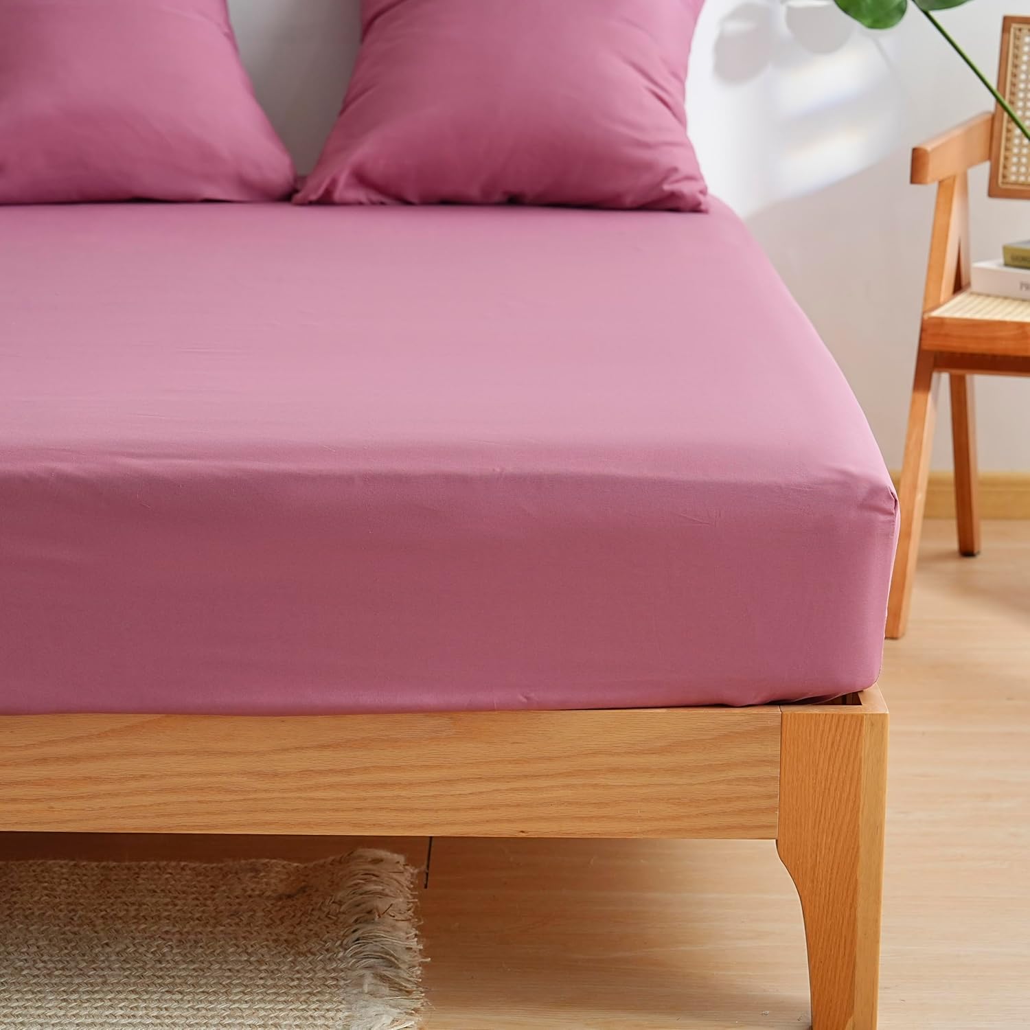 AYSW Duvet Cover 140x200cm+1 Pillowcases 65x65cm Old Rose Standard Adult Single Bedding Set 80 Threads/cm² in Microfiber Duvet Cover Set 3