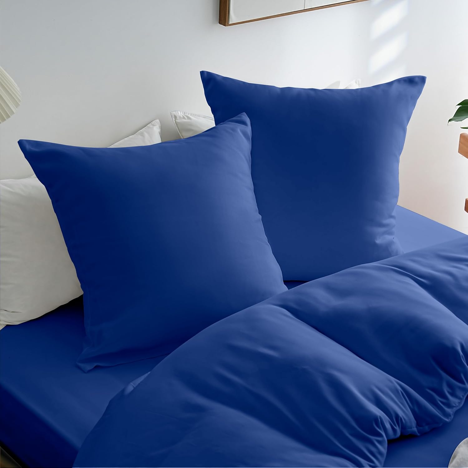 AYSW Duvet Cover 140x200cm+1 Pillowcases 65x65cm Dark Blue Standard Adult Single Bedding Set 80 Threads/cm² in Microfiber Duvet Cover Set 4