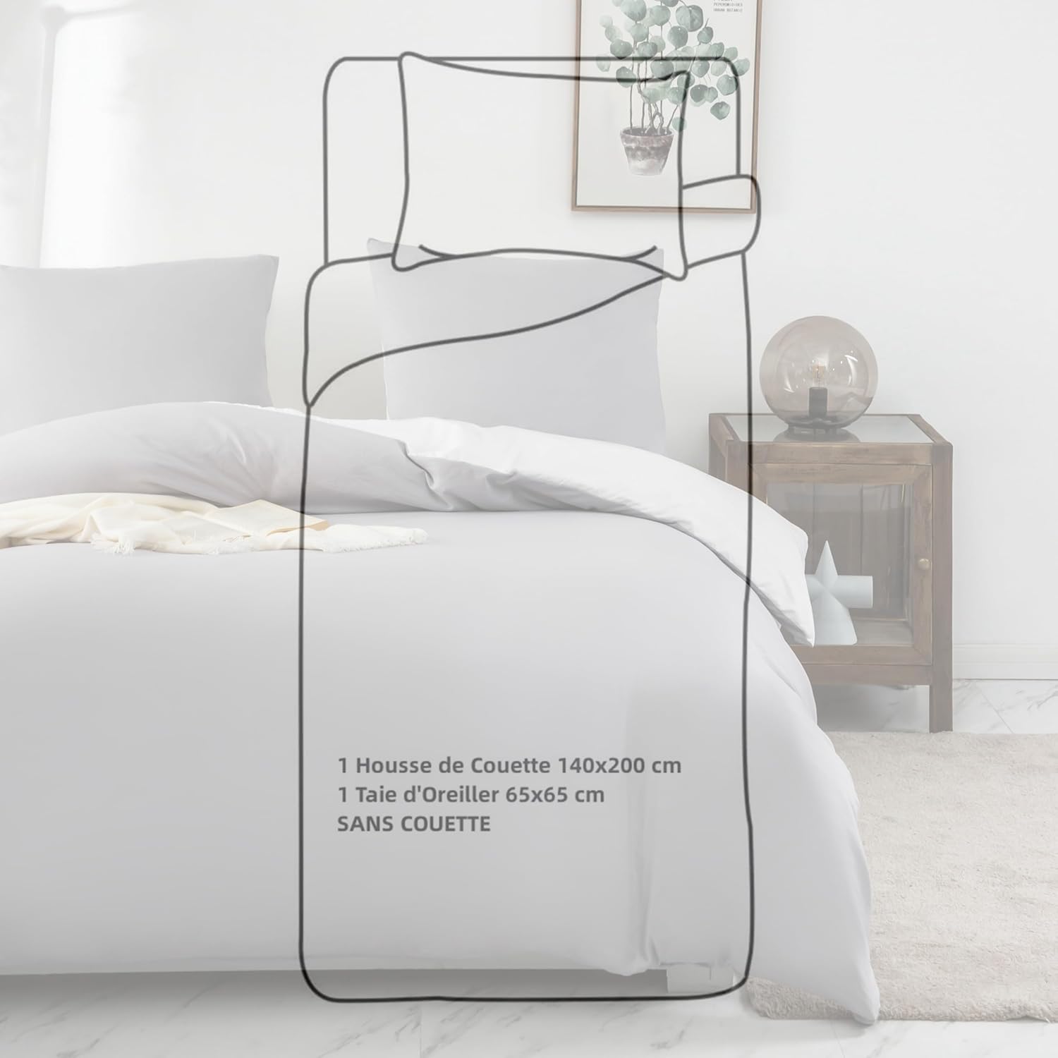 AYSW Reversible Duvet Cover 140x190/200 cm Washed Cotton Grey Pillowcase 65x65x1 cm Bedding Set Natural Wrinkled Look Two-tone for 1 Person Zipper Duvet Cover Sets 2