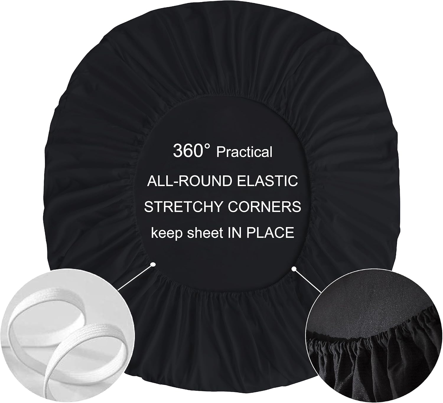 AYSW King Size Spannbetttuch Schwarz mit Extra Tief 16 inch 40 cm Tasche Bettlaken Nur Bettlaken Gebürstetes Mikrofaser Unterbettlaken für King Bed 150x200 Schwarz 3