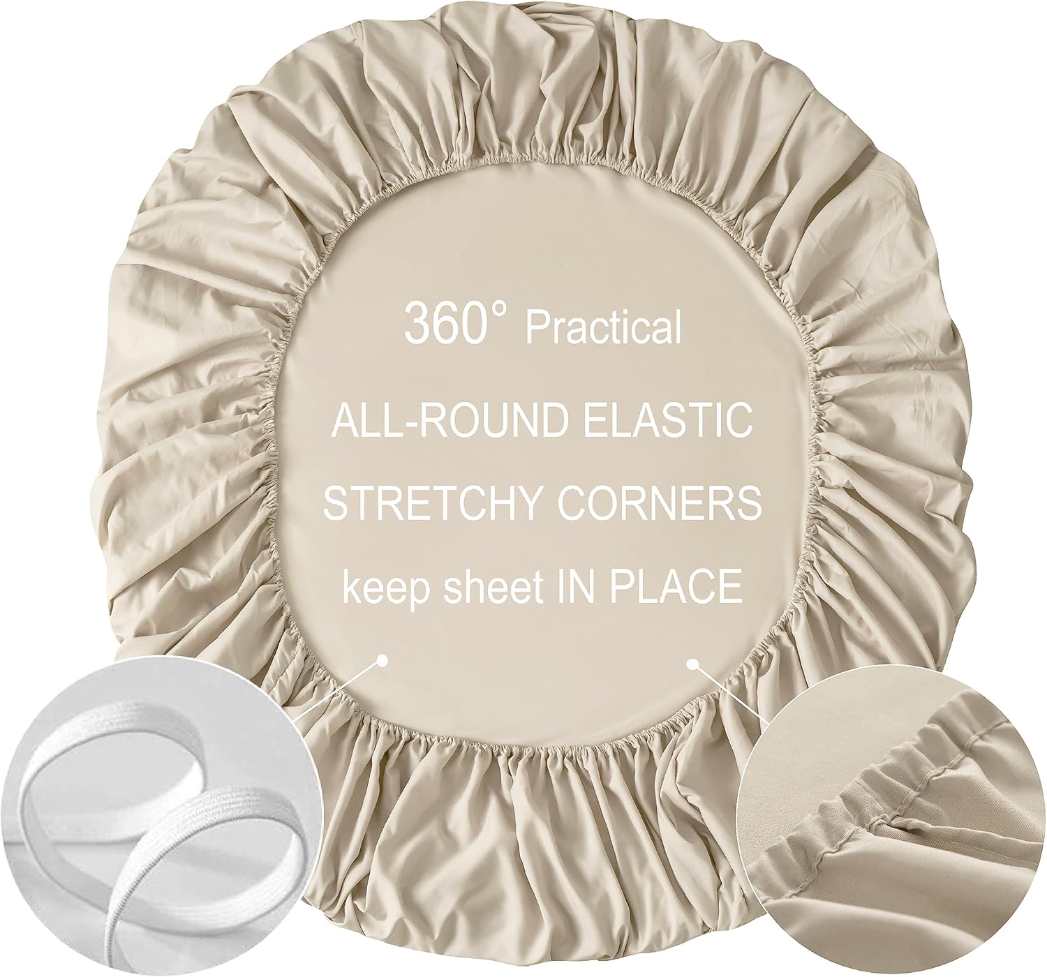 AYSW Spannbetttuch Doppelgröße Beige mit extra tief 30 cm Tasche Bettlaken Nur Bettlaken Gebürstetes Mikrofaser Unterbettlaken für Doppelbett 135x190 Beige 3