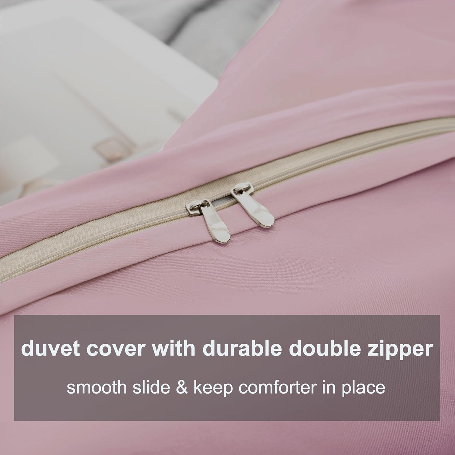 AYSW Warm Bedding Double Duvet Cover Set 3 PCS Plain Brushed Microfiber Bedding 1 Duvet Cover with 2 Zippers and 2 Pillowcases Pink 5