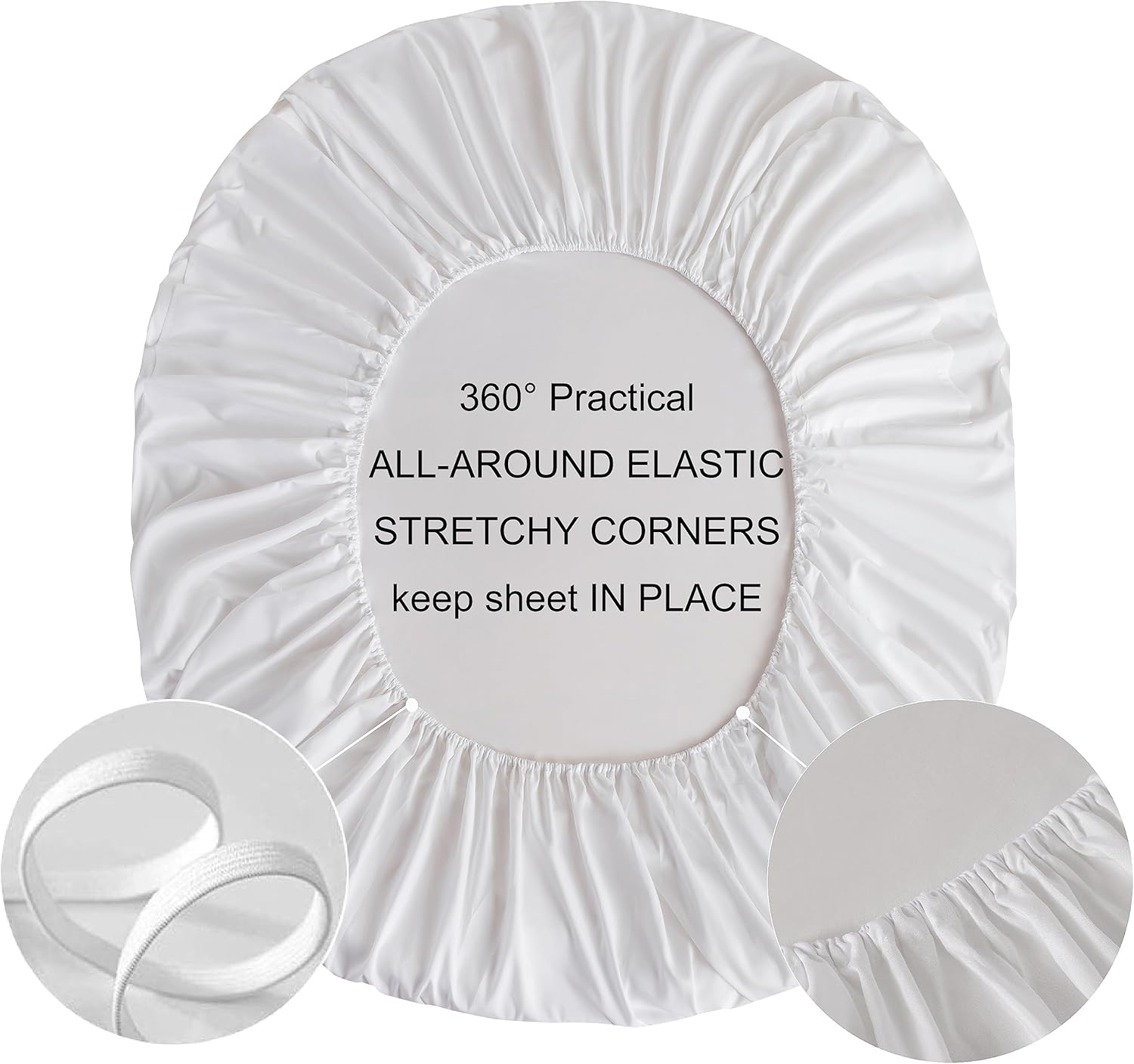 AYSW 16 inch(40cm) Extra Deep King Size Spannbetttuch Nur Bettlaken Keine Kissenbezüge Gebürstetes Mikrofaser Atmungsaktiv Kein Verblassen der Farbe Weiß 3