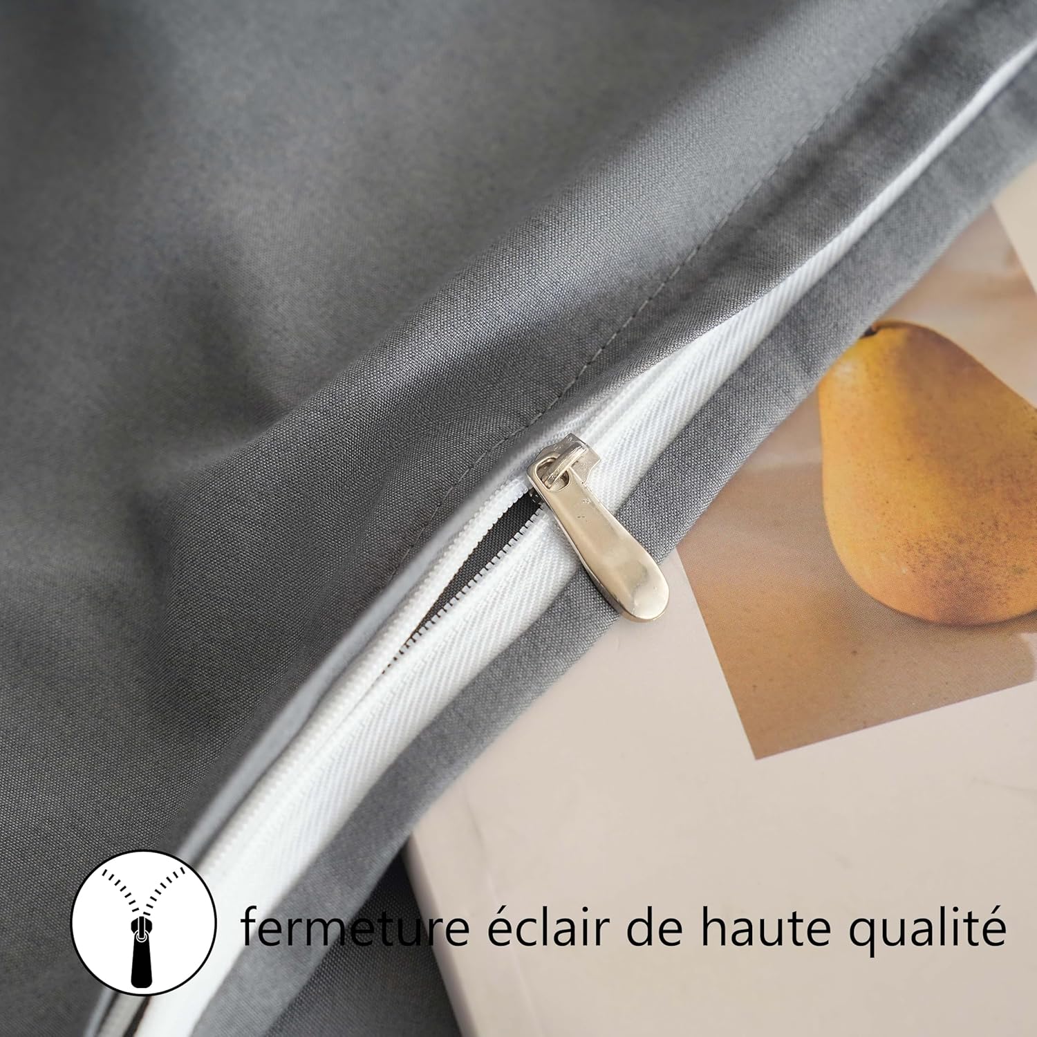 Set of 2- Pillowcases Grey 50x70cm Pillowcase with A Zipper in Microfiber 4