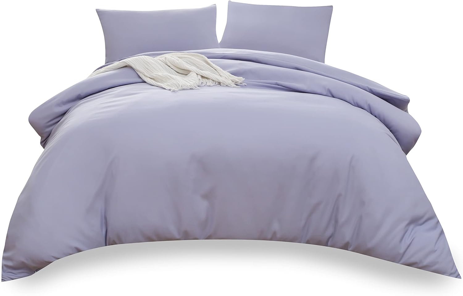 AYSW Duvet Cover 220x240cm+2 Pillowcases 65x65cm Light Purple Adult Bedding Set 2 Person 100 Thread/cm² in Microfiber with Zipper 5