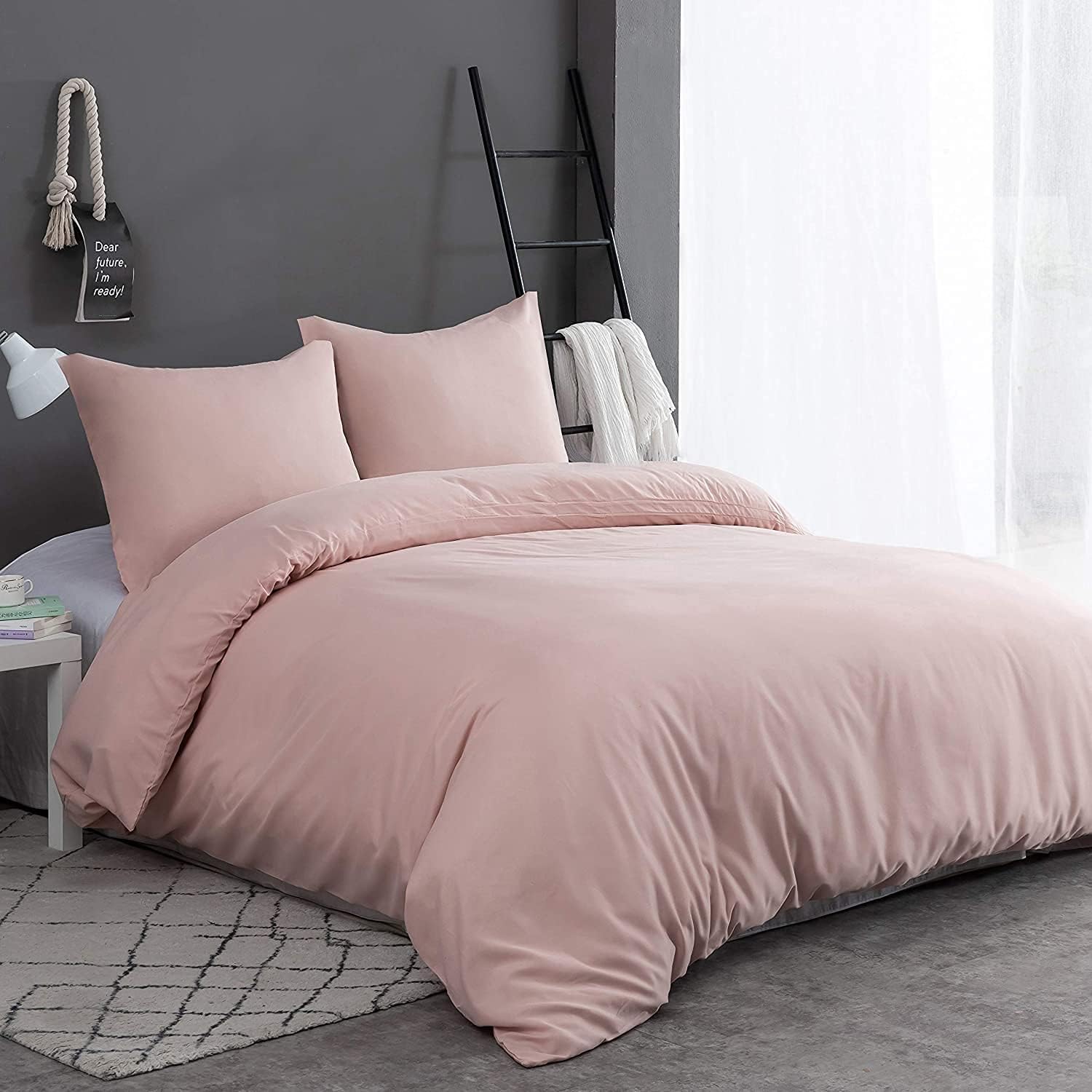 Winter Bedding brushed Microfiber 1 duvet cover 200X200cm + 2 pillowcase 40x80cm with zipper Pink 2