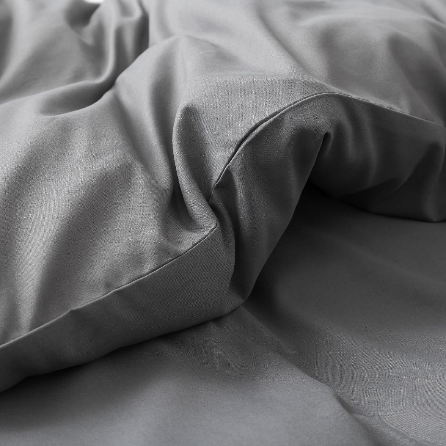 AYSW Duvet Cover 240x260cm+2 Pillowcases 65x65cm Grey Adult Bedding Set 2 Person 100 Thread/cm² in Microfiber with Zipper 4