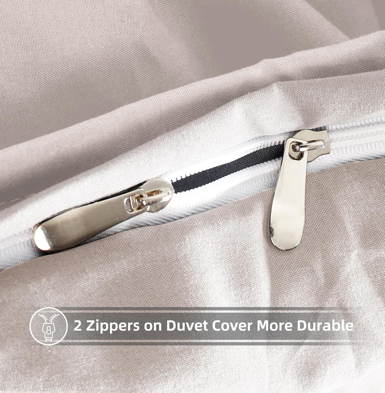 AYSW Duvet Cover Set 3 PCS King Plain Brushed Microfiber Bedding 1 Duvet Cover with 2 Zippers and 2 Pillowcases Cream/Beige 5