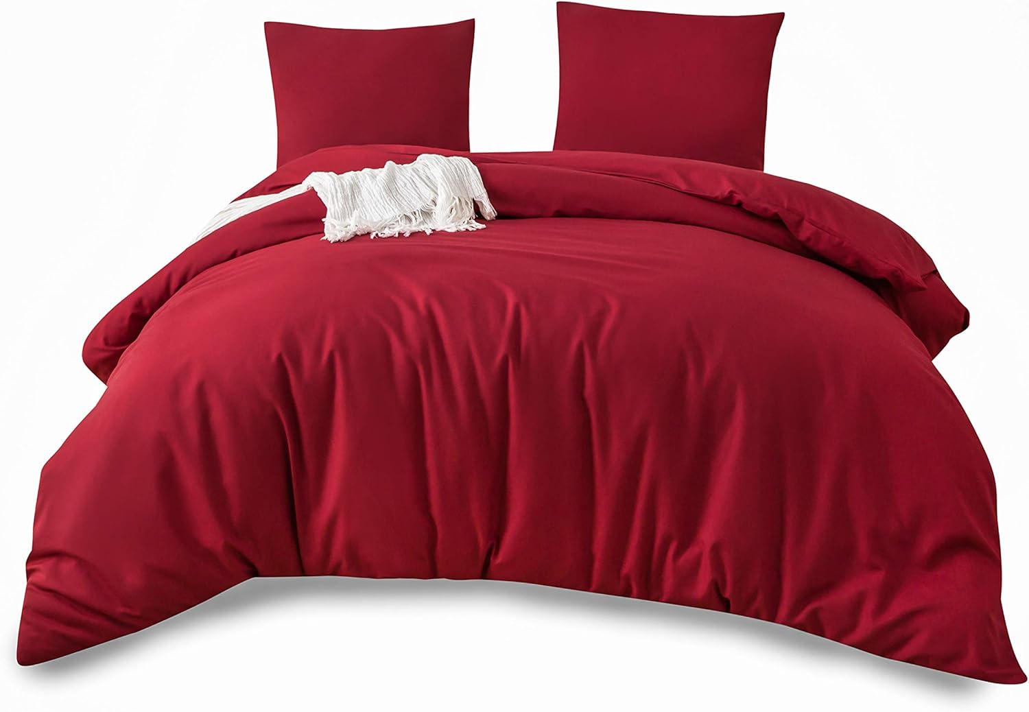 AYSW Bettbezug 240x260cm+2 Kissenbezüge 65x65cm Rot Bettwäsche für Erwachsene 2 Personen 100 Fäden/cm² aus Mikrofaser mit Reißverschluss 4