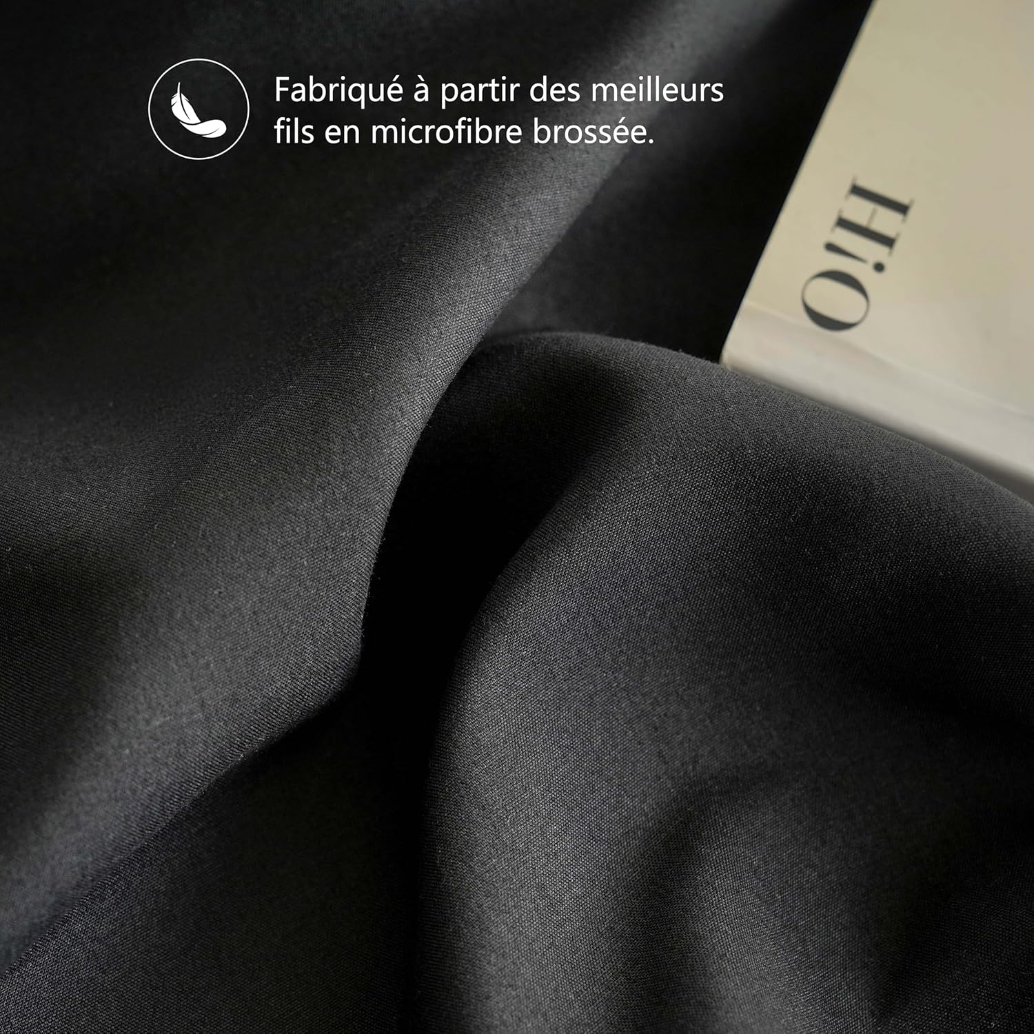 AYSW Lot de 2- Taies d'oreiller 65x65cm Noir Housse d'oreiller avec Une Fermeture éclair en Microfibre 5