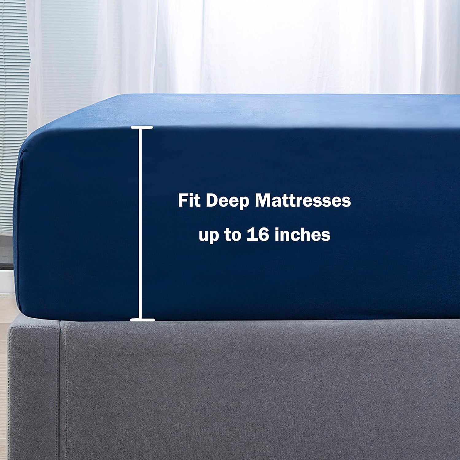 AYSW Fitted Sheet Only Queen Size Deep Pocket 16 Inches Bed Bottom Sheet 1 Piece Premium Soft and Cozy 1800 Brushed Microfiber Wrinkle Fade Resistant Easy Care Stable Blue Holiday Décor 6