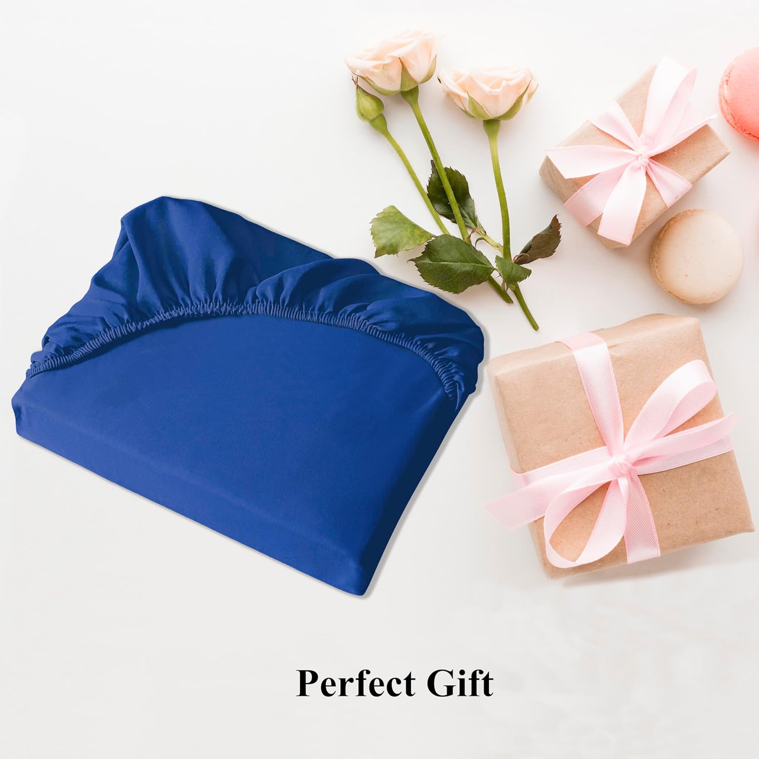 AYSW Fitted Sheet Only Queen Size Deep Pocket 16 Inches Bed Bottom Sheet 1 Piece Premium Soft and Cozy 1800 Brushed Microfiber Wrinkle Fade Resistant Easy Care Stable Blue Holiday Décor 5