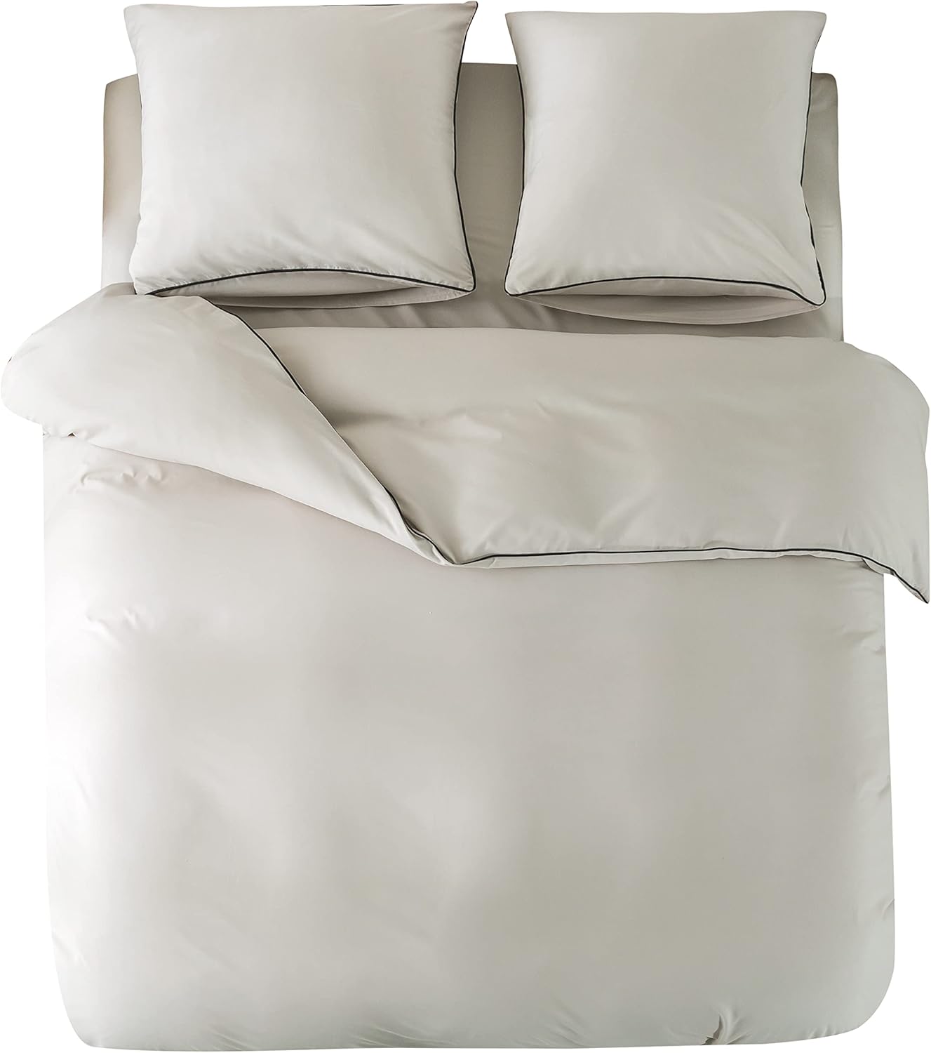 AYSW Duvet Cover 240x260cm + Pillowcases 65x65x2 cm Beige 120 Threads/cm² Bedding Set with Zipper for 2 Persons 8