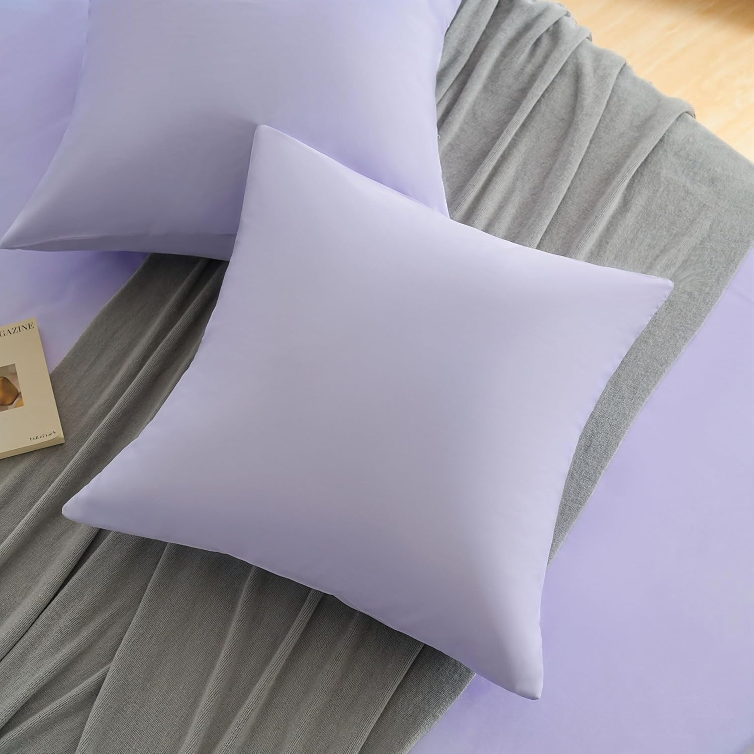 AYSW 2er-Set Kissenbezüge 65x65cm Hellviolett Kissenbezug mit Reißverschluss aus Mikrofaser 4