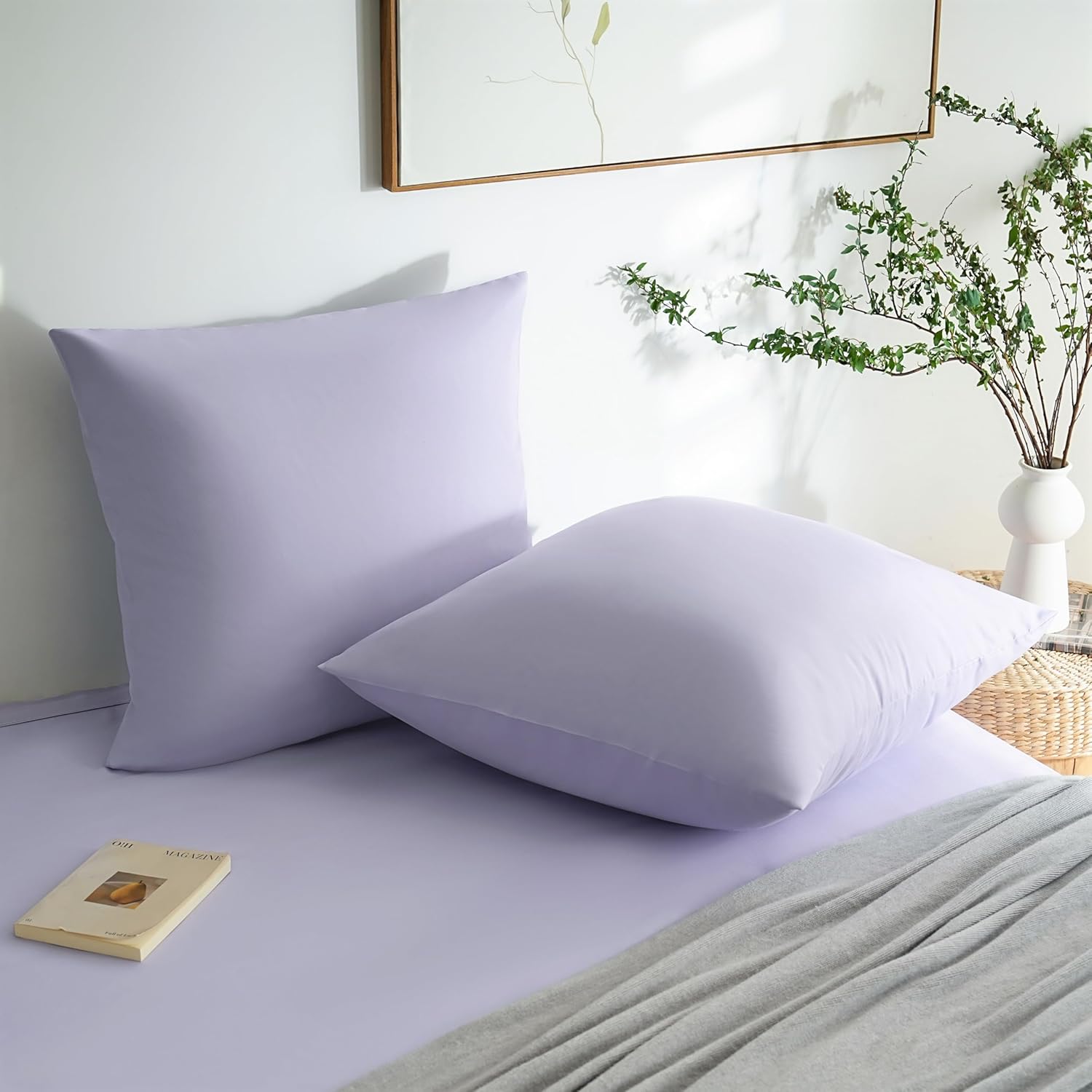 AYSW 2er-Set Kissenbezüge 65x65cm Hellviolett Kissenbezug mit Reißverschluss aus Mikrofaser 2