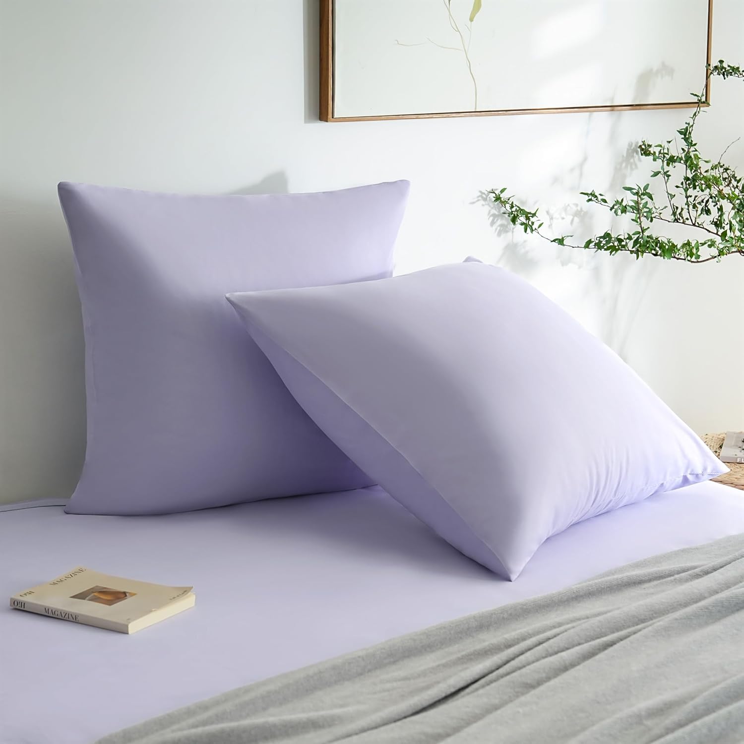 AYSW 2er-Set Kissenbezüge 65x65cm Hellviolett Kissenbezug mit Reißverschluss aus Mikrofaser 3