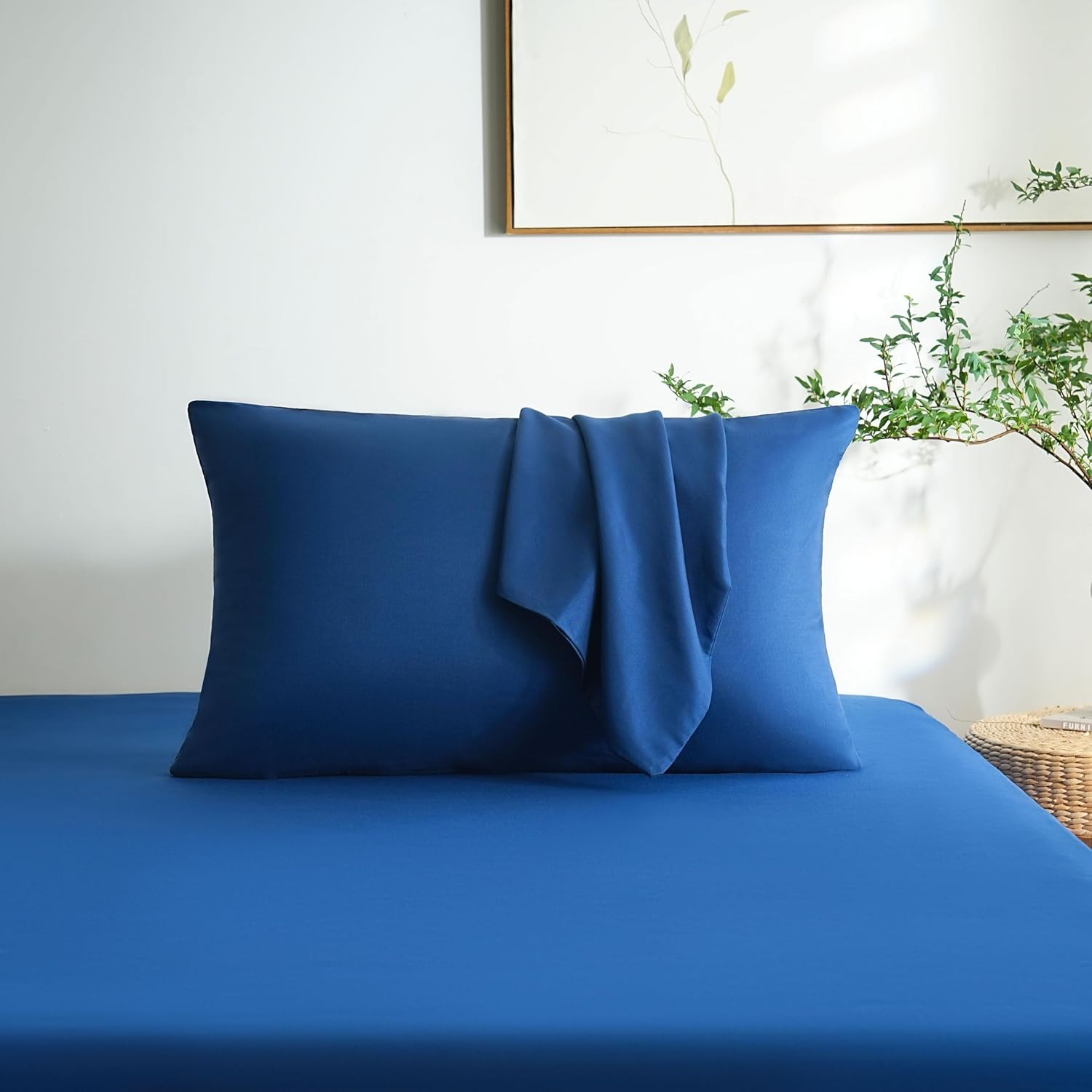 AYSW 2er-Pack Kissenbezüge Dunkelblau 50x70cm Kissenbezug mit Reißverschluss aus Mikrofaser 4