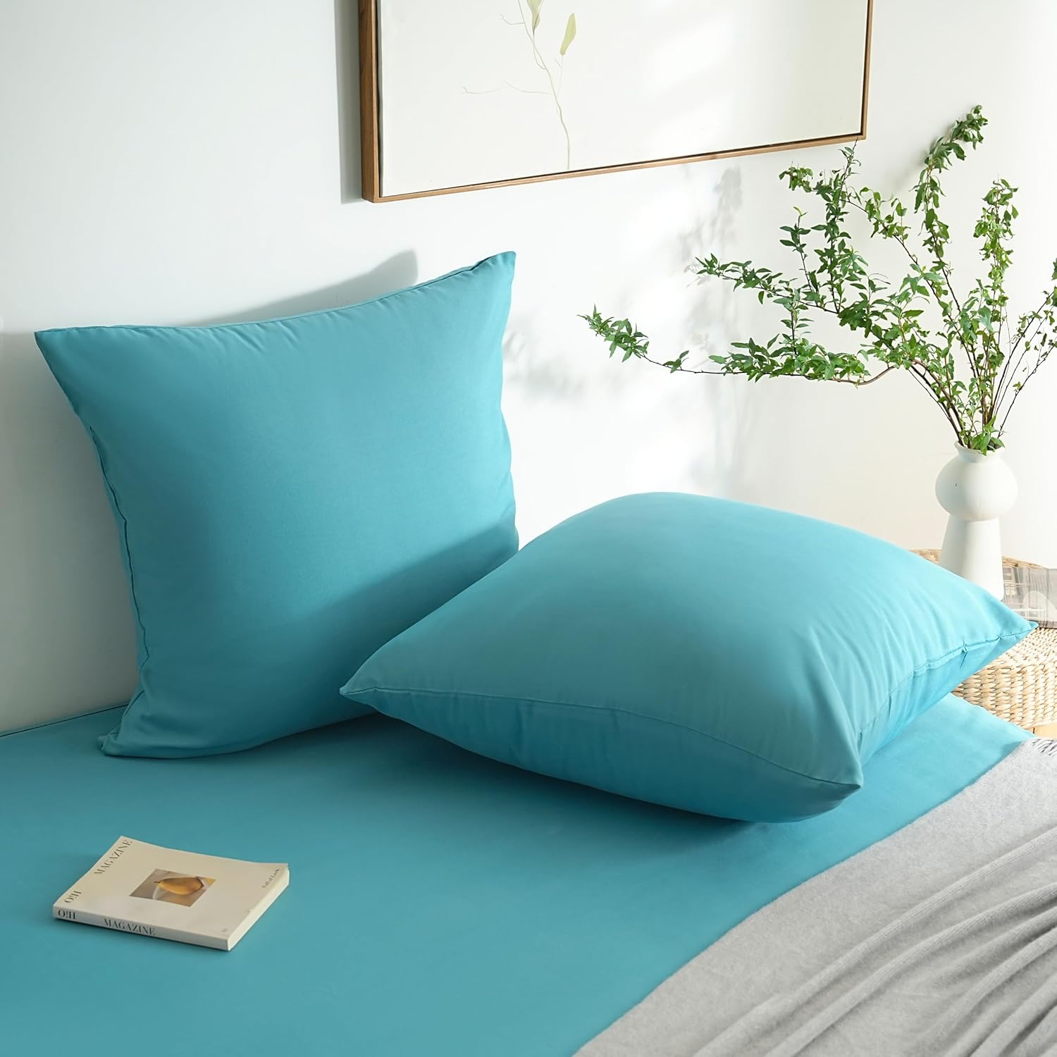 AYSW 2er-Pack Kissenbezüge 65x65cm Blau mit Reißverschluss aus Mikrofaser 3